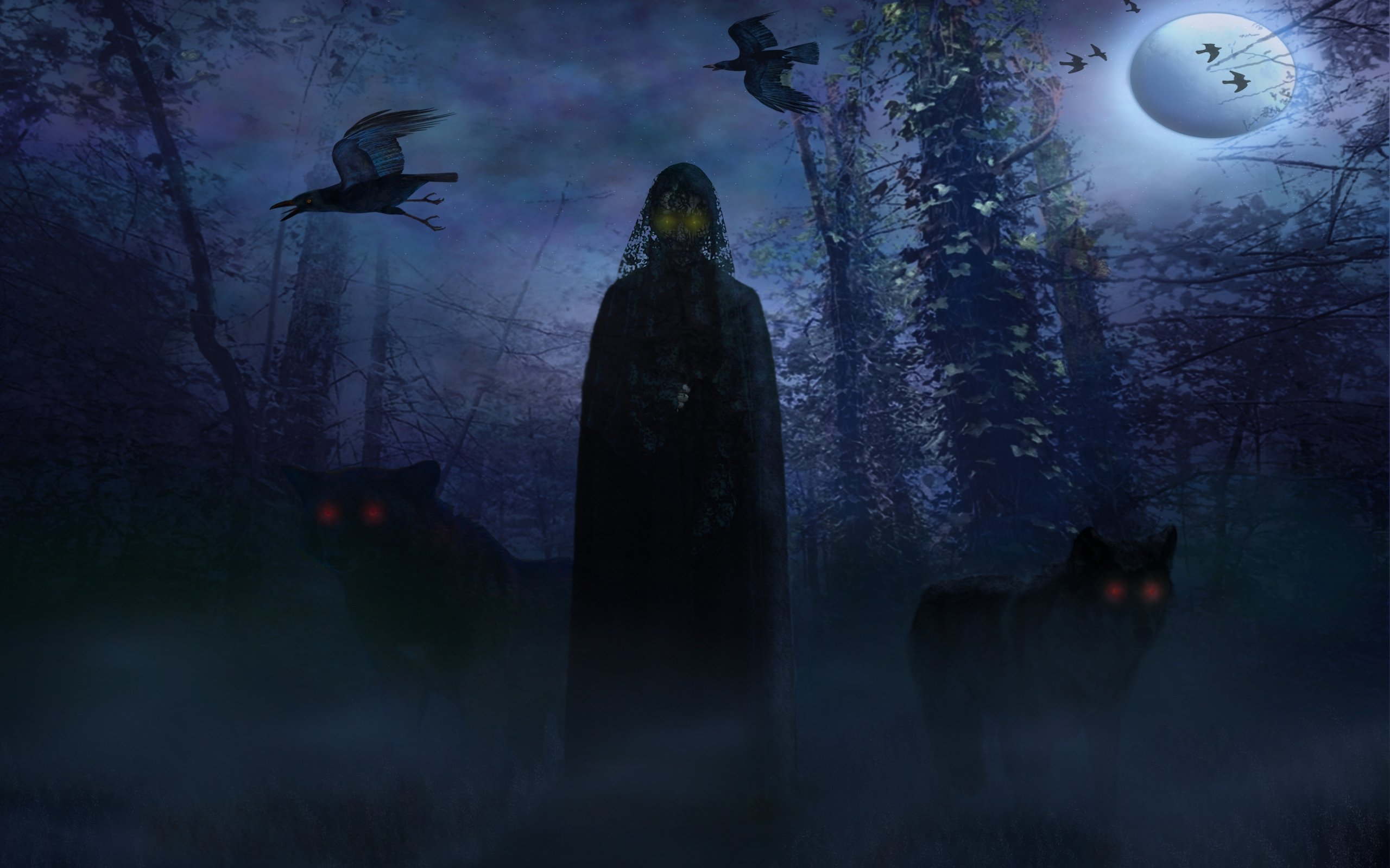 Dark horror fantasy demon evil occult wolf wallpaperx1600