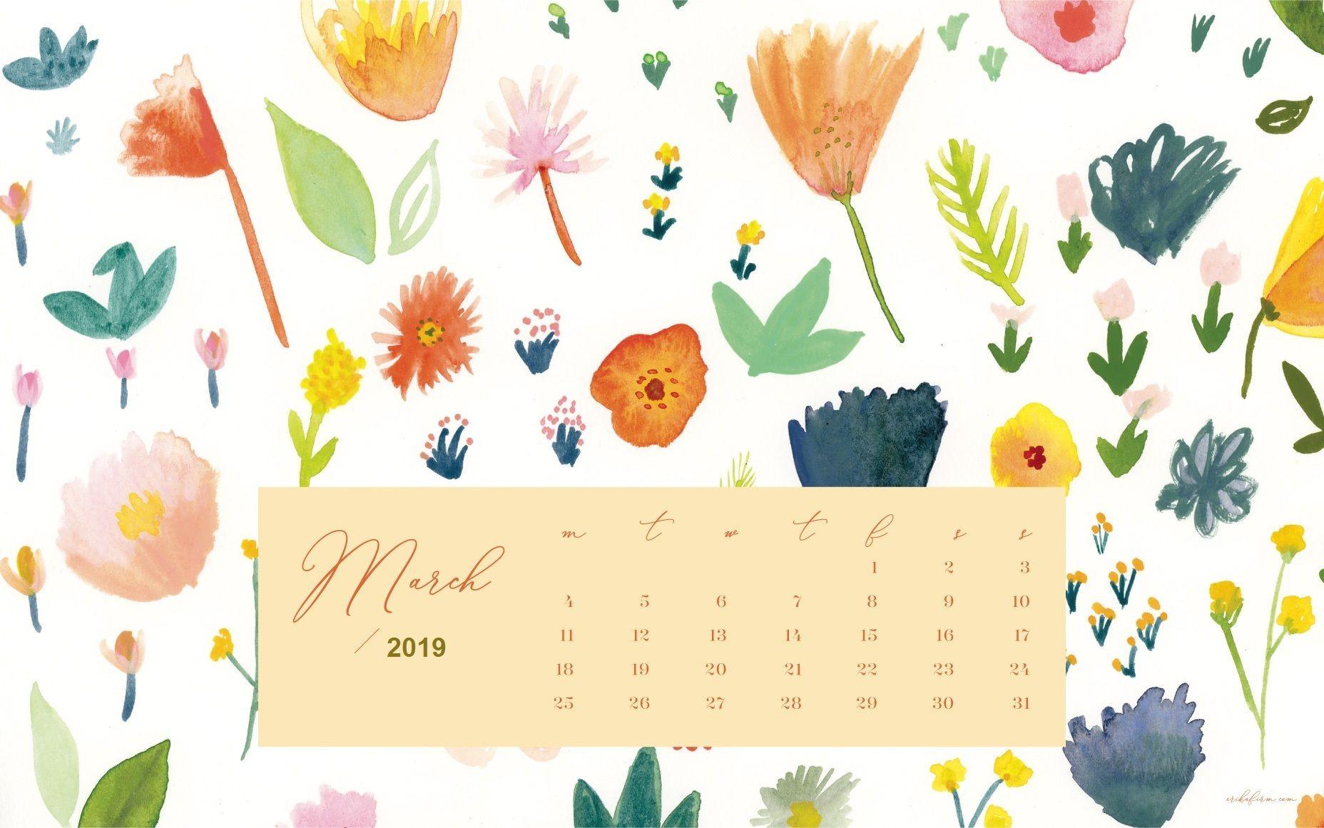 Calendar 2019 Canada Holidays March 2019 Calendar Floral Background