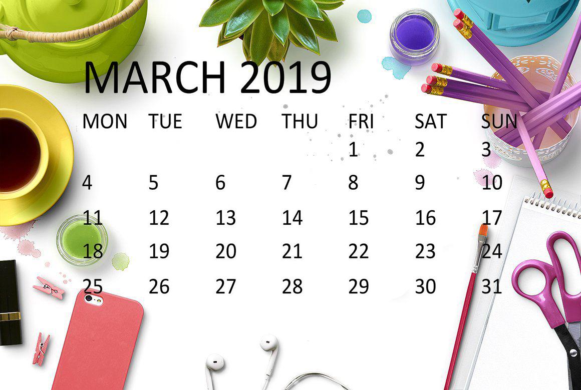 Cute March 2019 Calendar Floral Wallpaper Desk Image Free Download