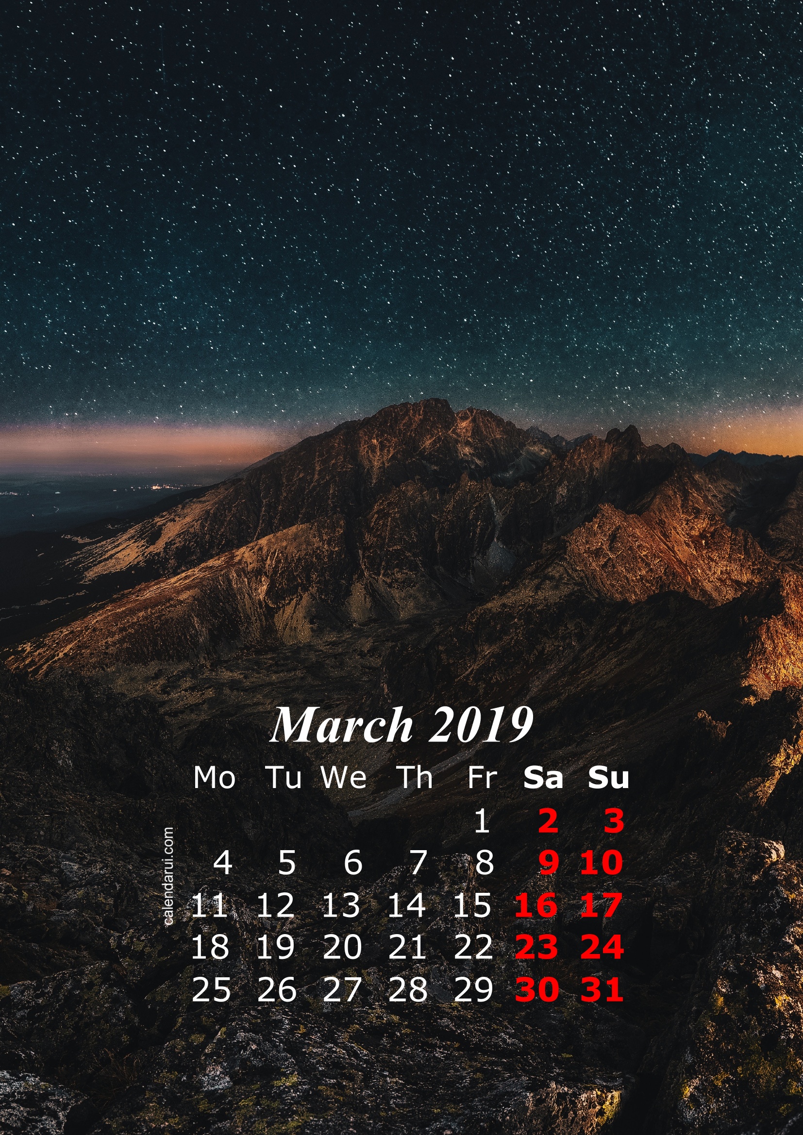 March 2019 iPhone Calendar Wallpaper