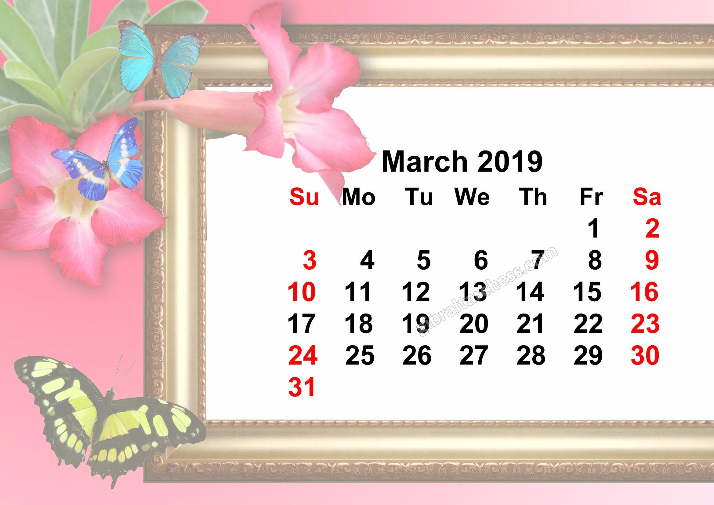 March 2019 Calendar Wallpaper. Printable Calendar