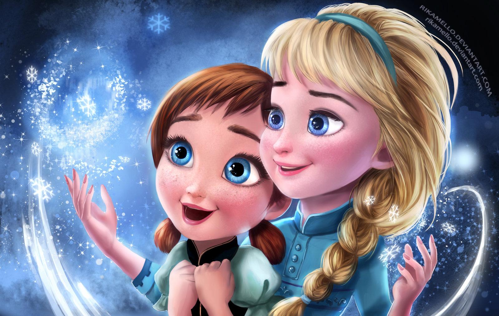 Frozen Elsa & Anna Digital Fan Art Wallpaper