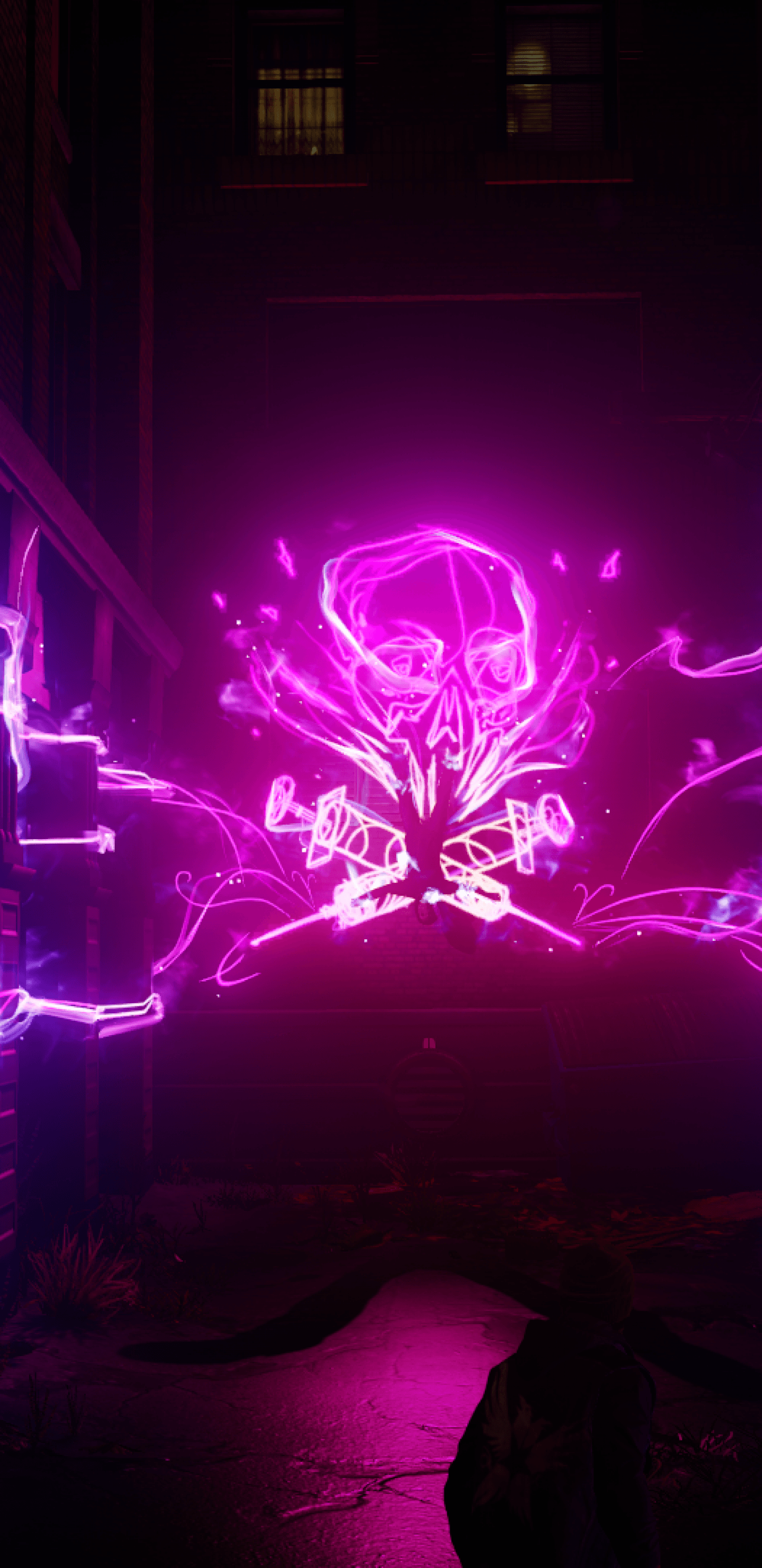 Download 1440x2960 Infamous: Second Son, Back Street, Neon Skull