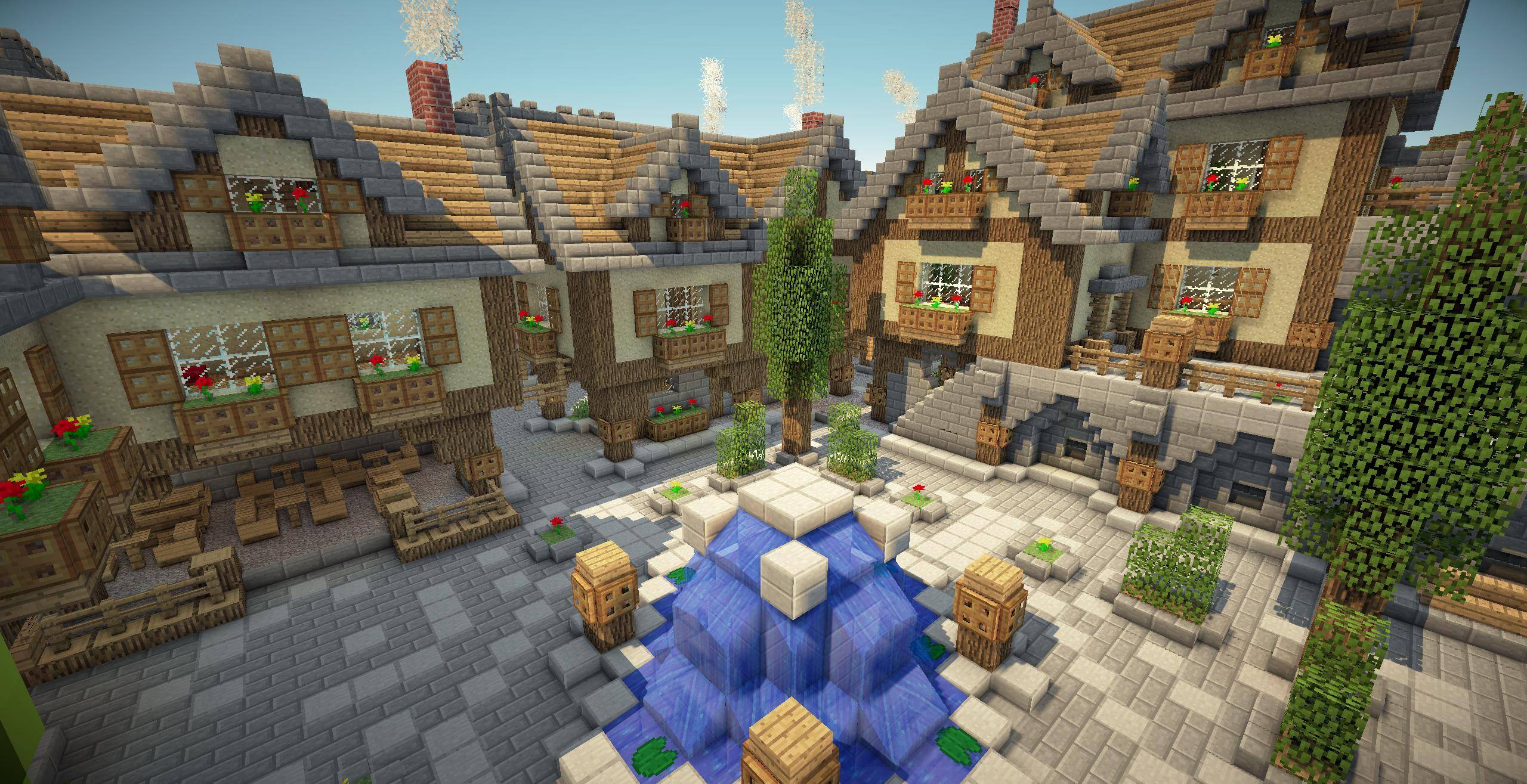 Fond d'écran Minecraft, Village Médiéval