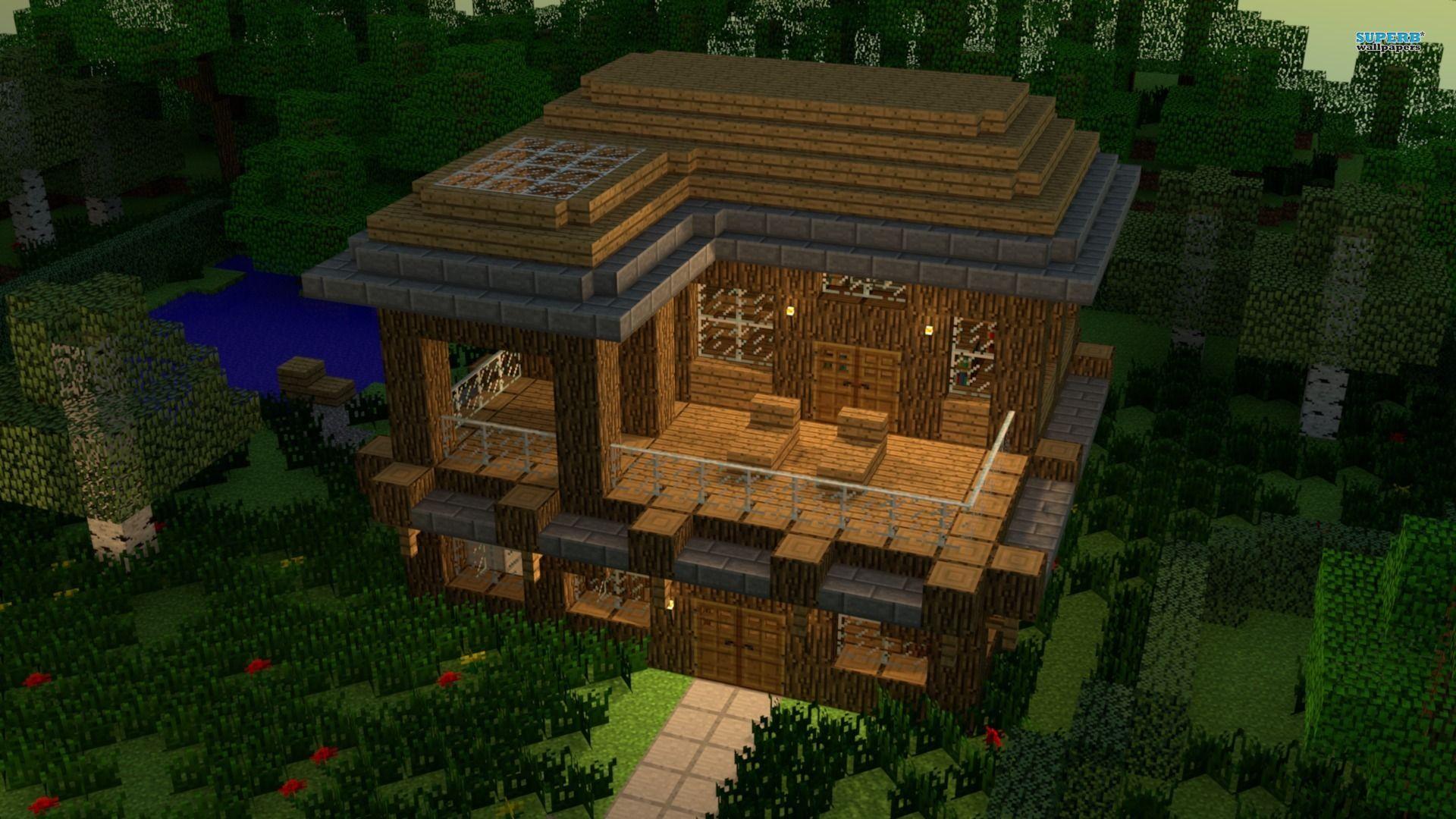 Minecraft House. House in minecraft wallpaper wallpaper