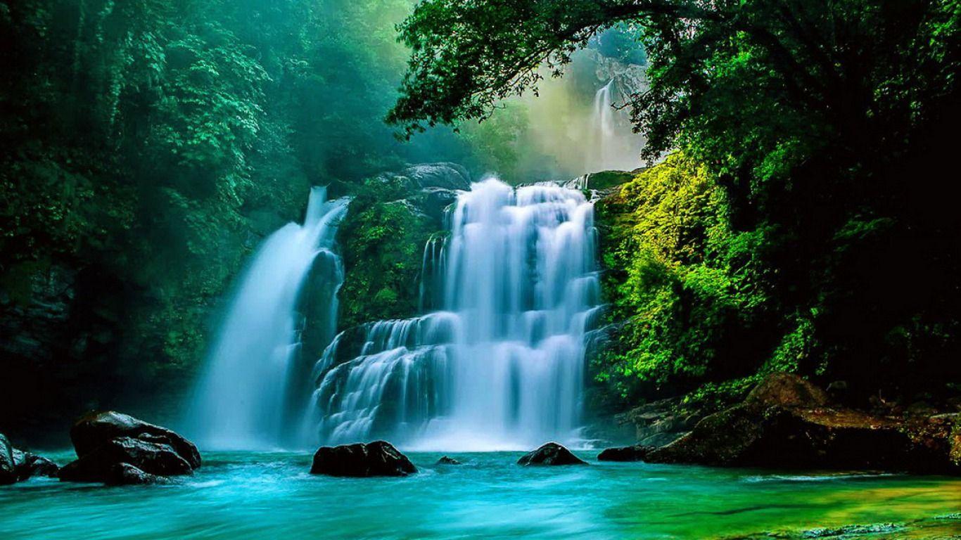 Desktop Wallpaper and Background. Tropical Waterfall Computer