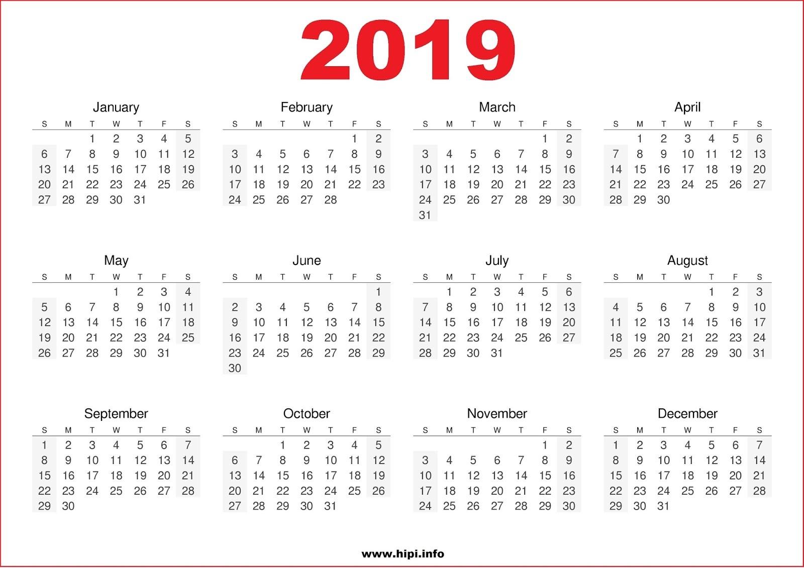 Free 2019 Calendar Printable Twitter Headers Covers Wallpaper
