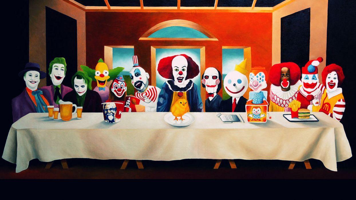 Paintings the joker clown jack ronald mcdonald last supper kfc last