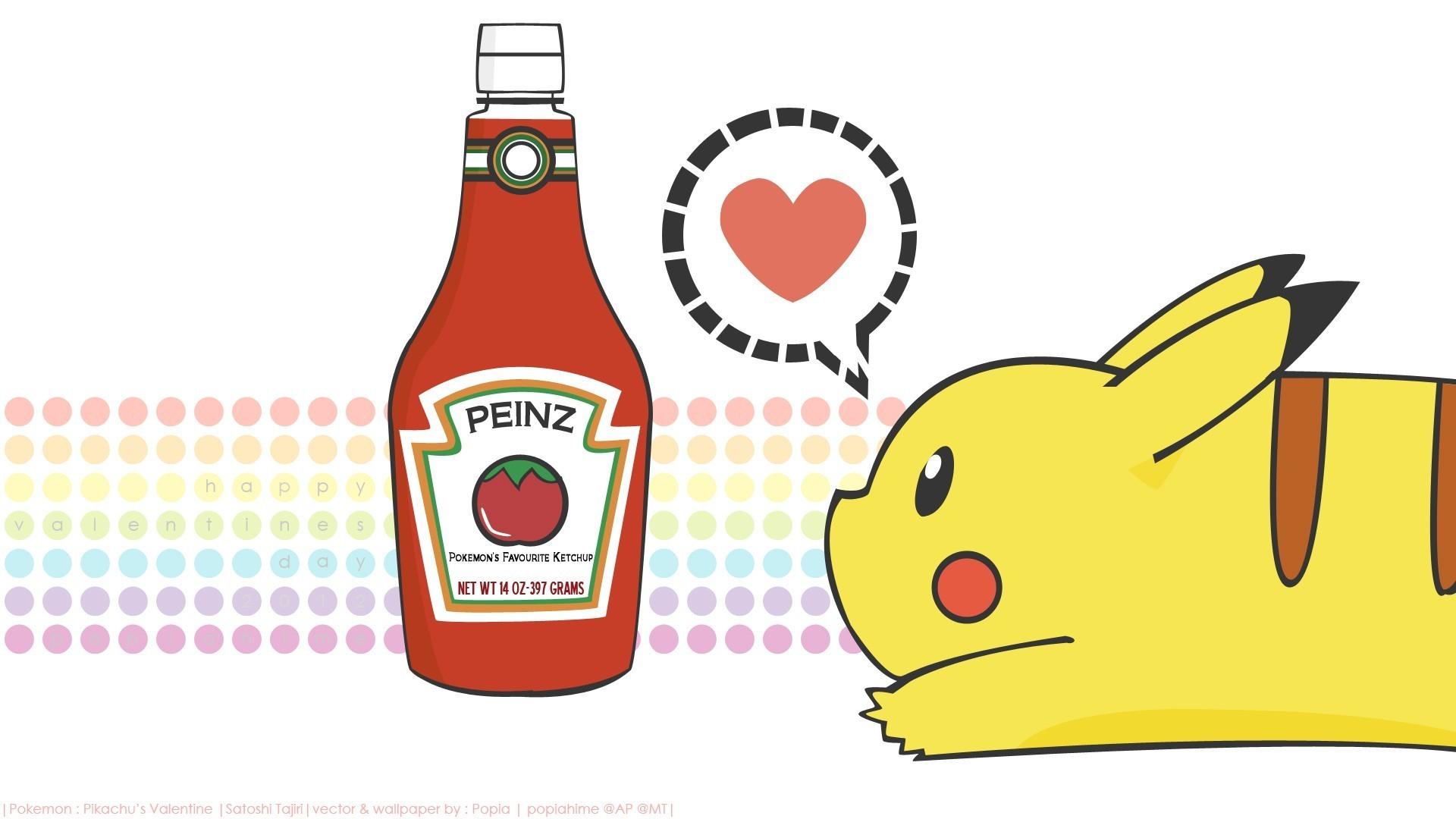 Pikachu pokemon ketchup love wallpaper. PC
