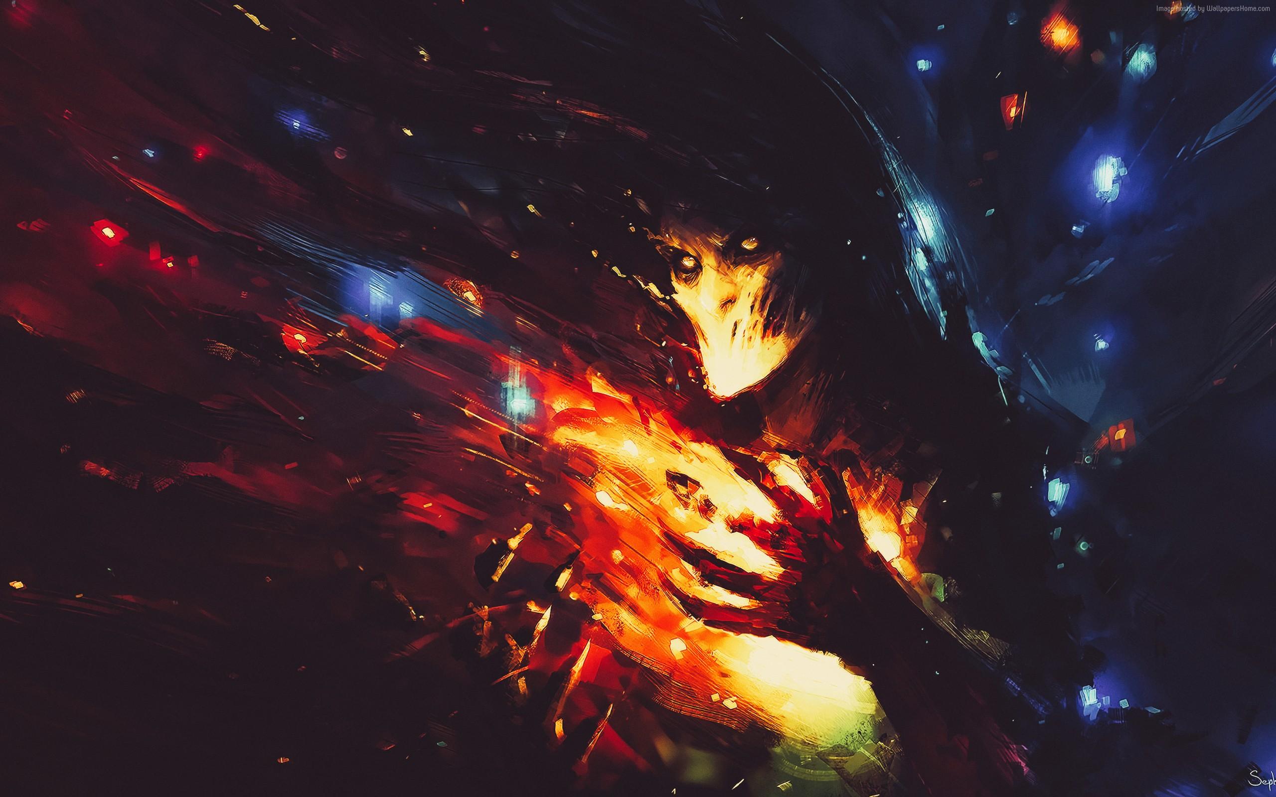 Wallpaper Dark, Fire, Oil Paint Desktop Picture & HD Photo