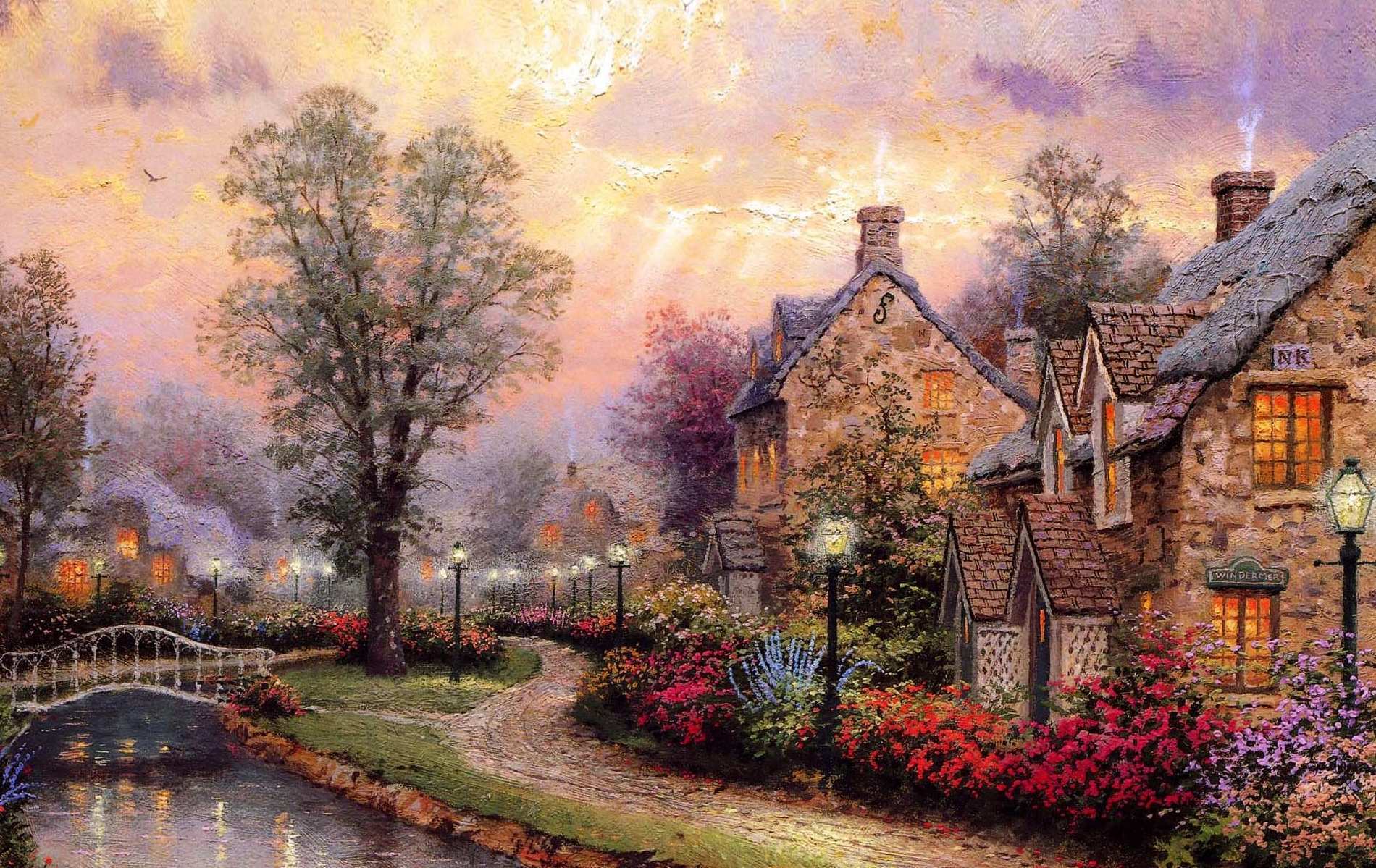 Oil Painting Wallpaper Best Of Thomas Kinkade Wallpaper HD Awesome