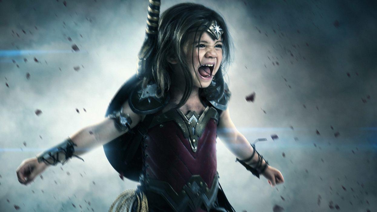 Style Little Girl Cute Wonder Woman Cosplay Wallpaperx1080