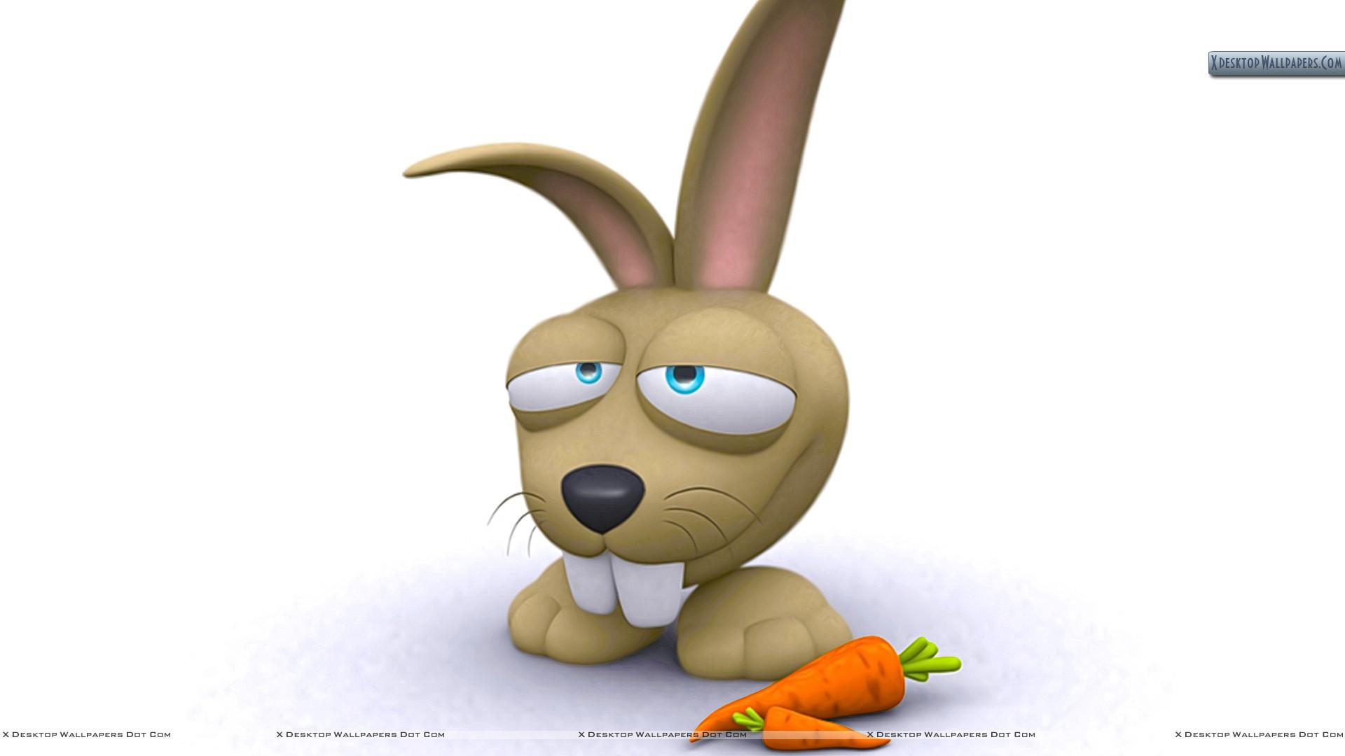 3D Rabbit With Two Carrots Wallpaper