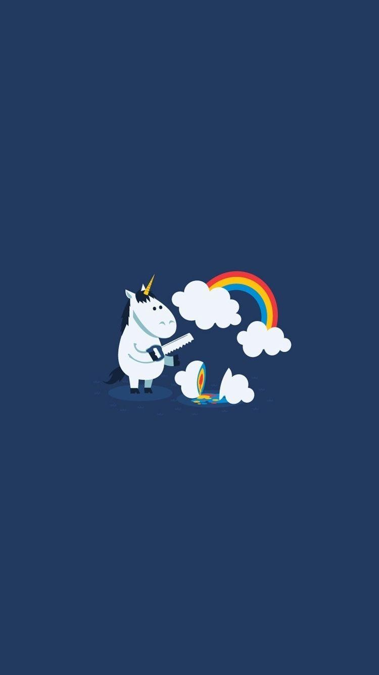 Unicorn Saw Clouds Rainbow Funny iPhone 6 Wallpaper. Wallpaper