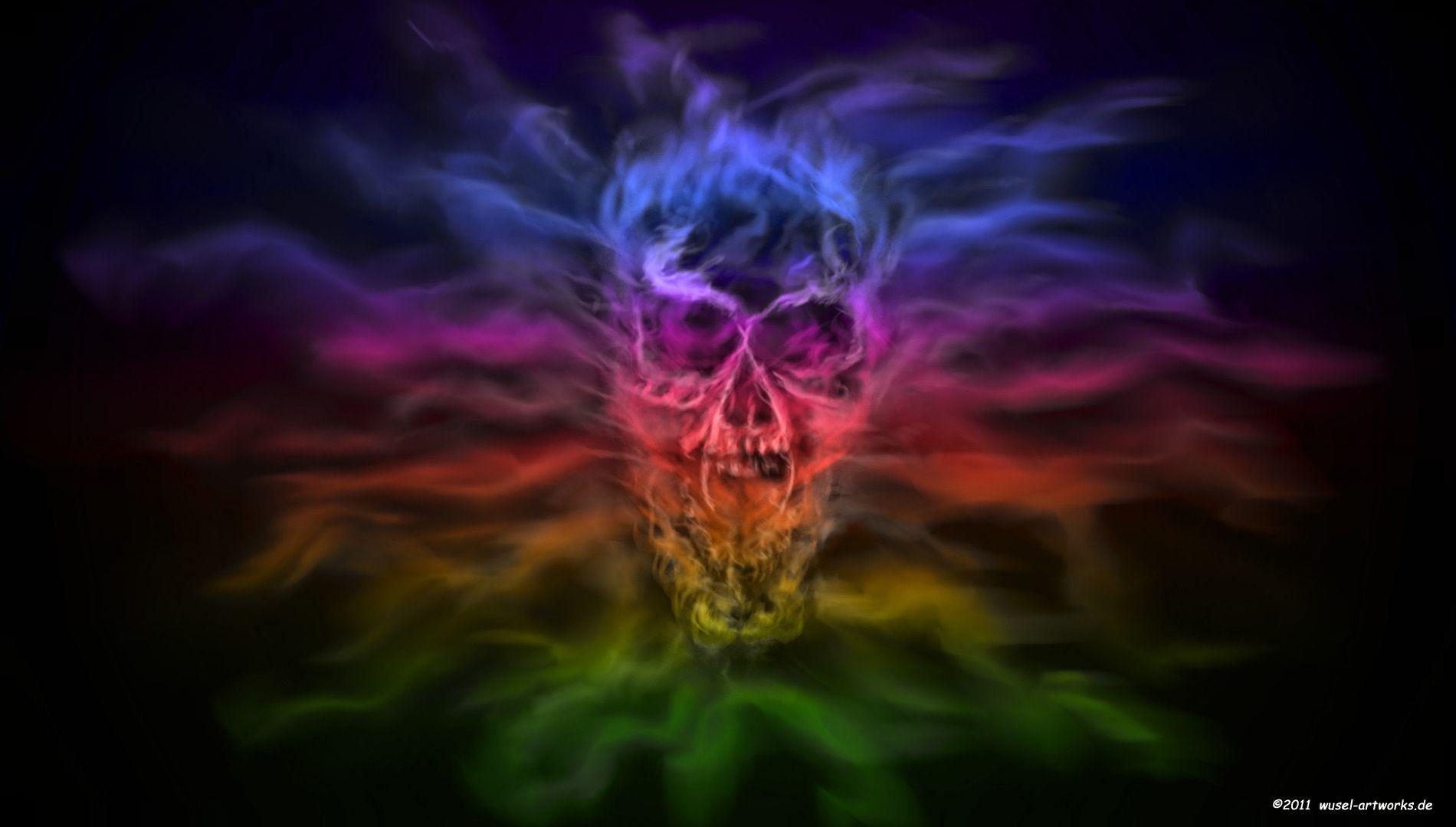 Rainbow Fire Flames. Wallpaper Skull HD Rainbow Flame 1900x1080