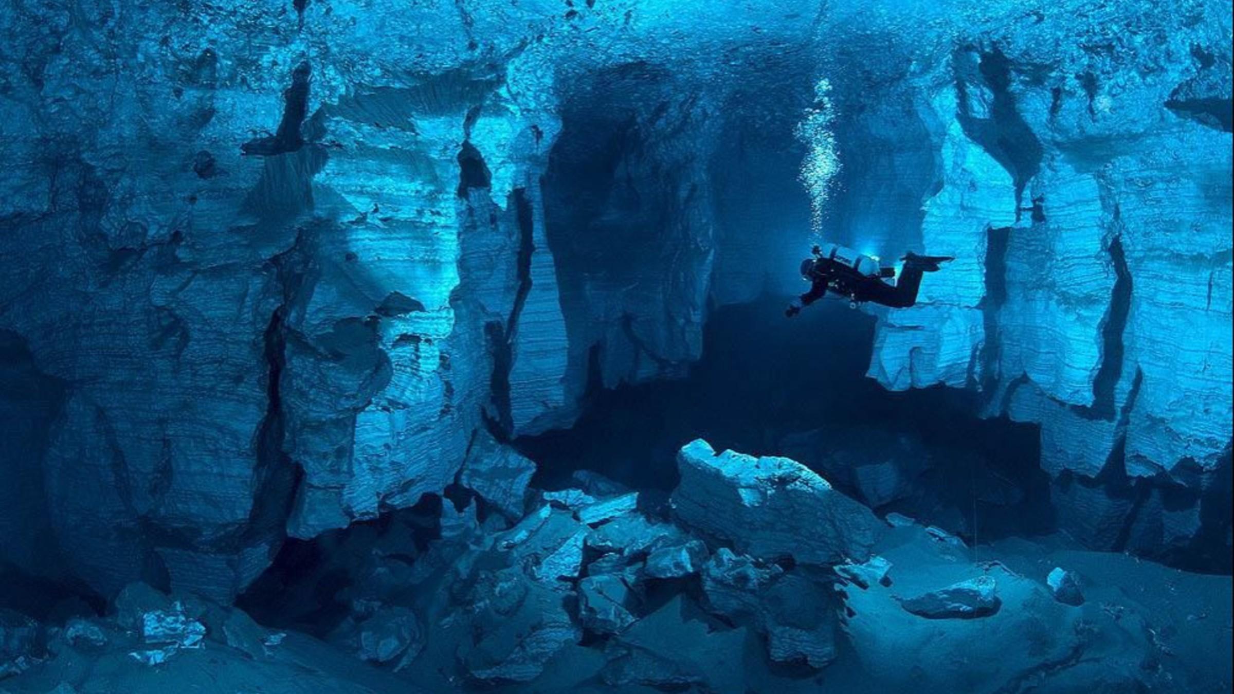 Landscapes cave russia underwater wallpaper
