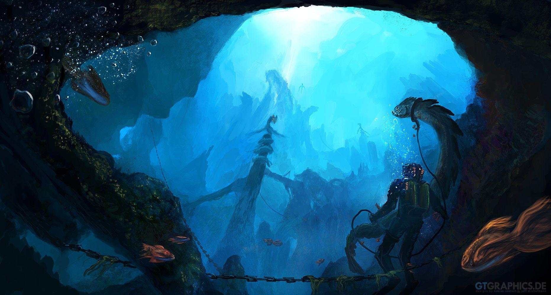 Underwater Caves Wallpapers Wallpaper Cave - roblox scuba diving ice cave