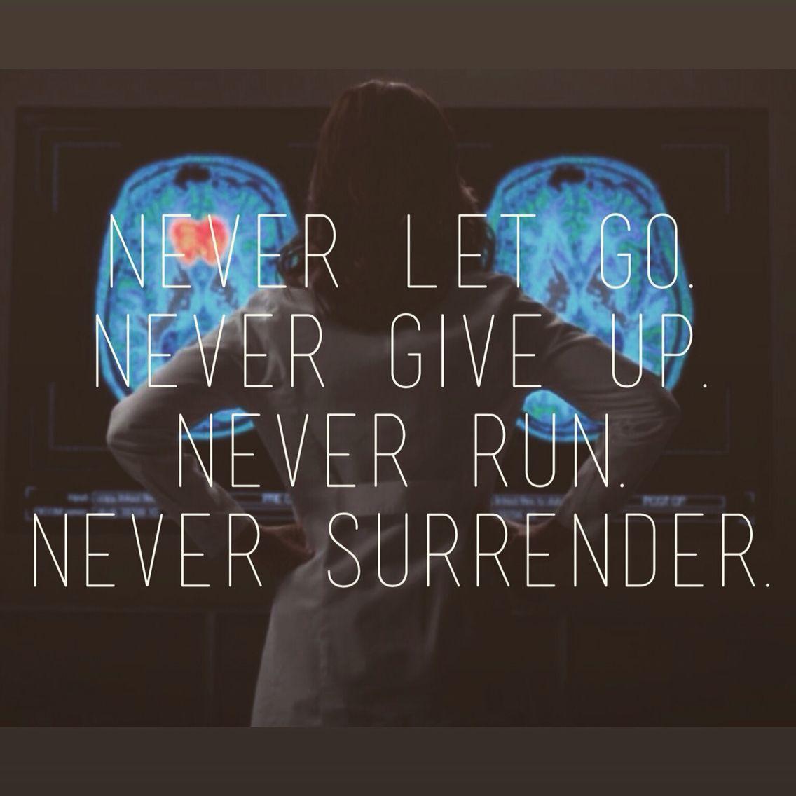 Never let go. Never give up. Never run. Never surrender. Amelia