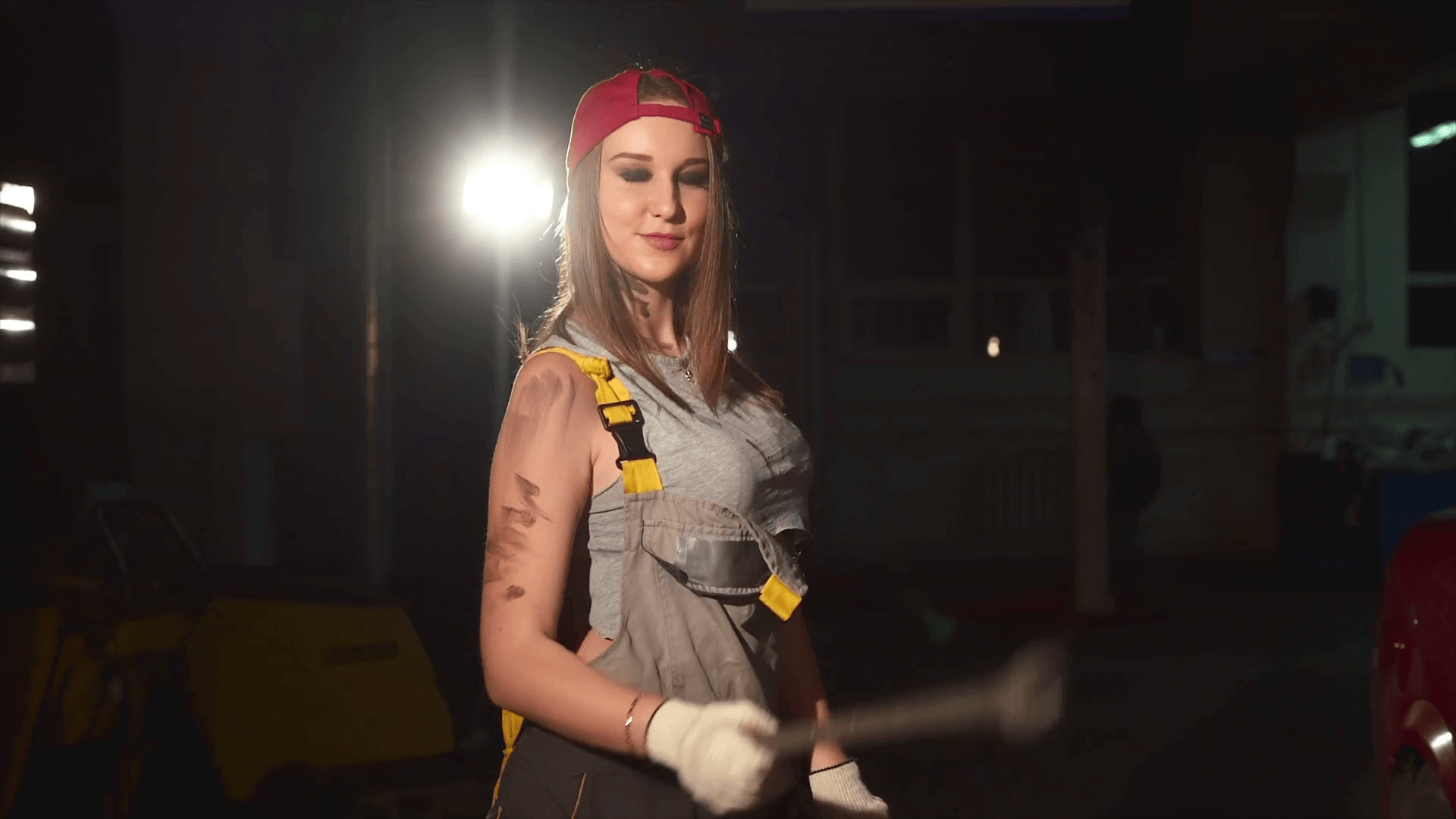 Cute Woman mechanic posing Stock Video Footage