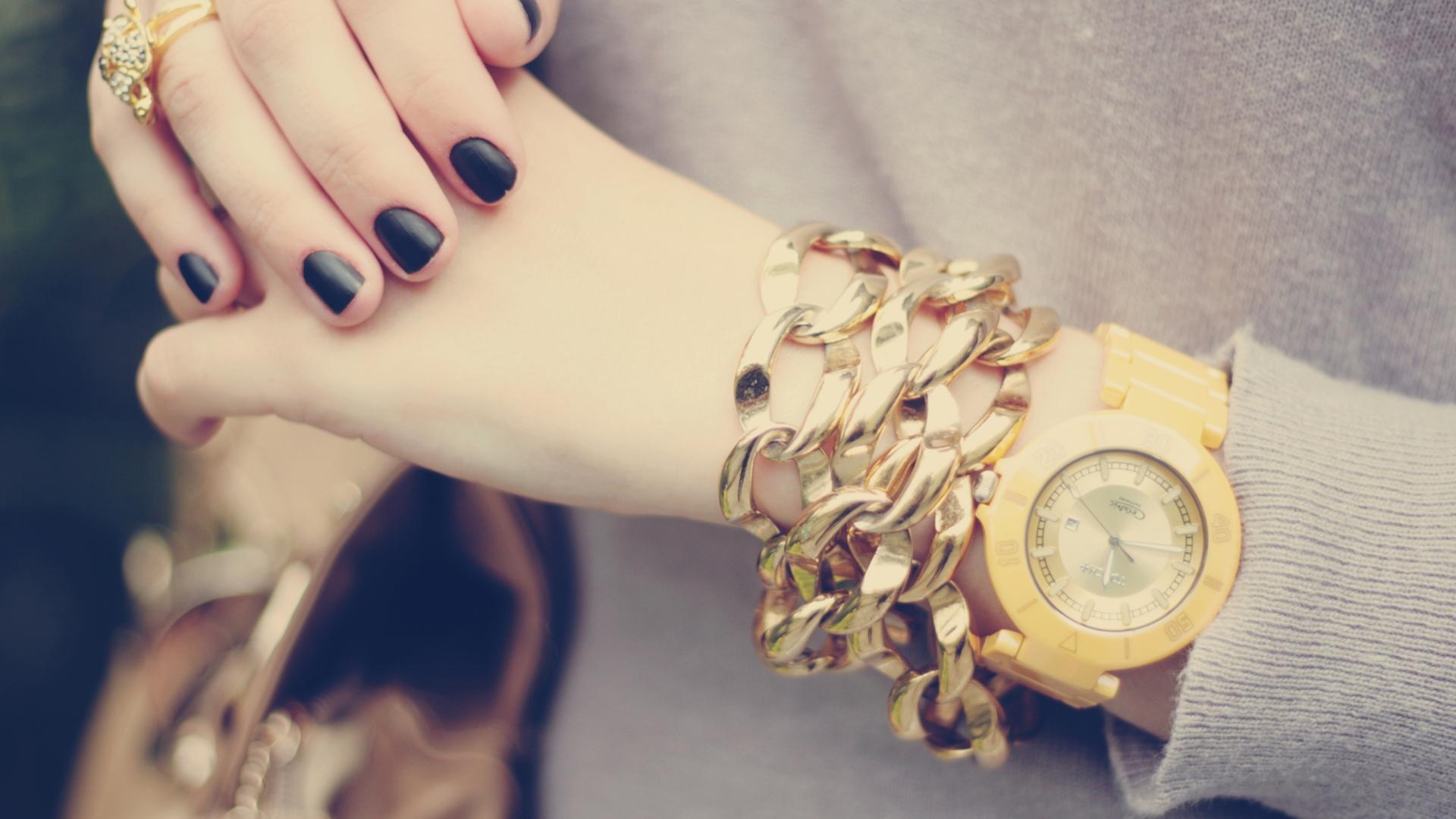 Wallpaper, hands, yellow, blue, jewelry, watches, girl, hand, nail