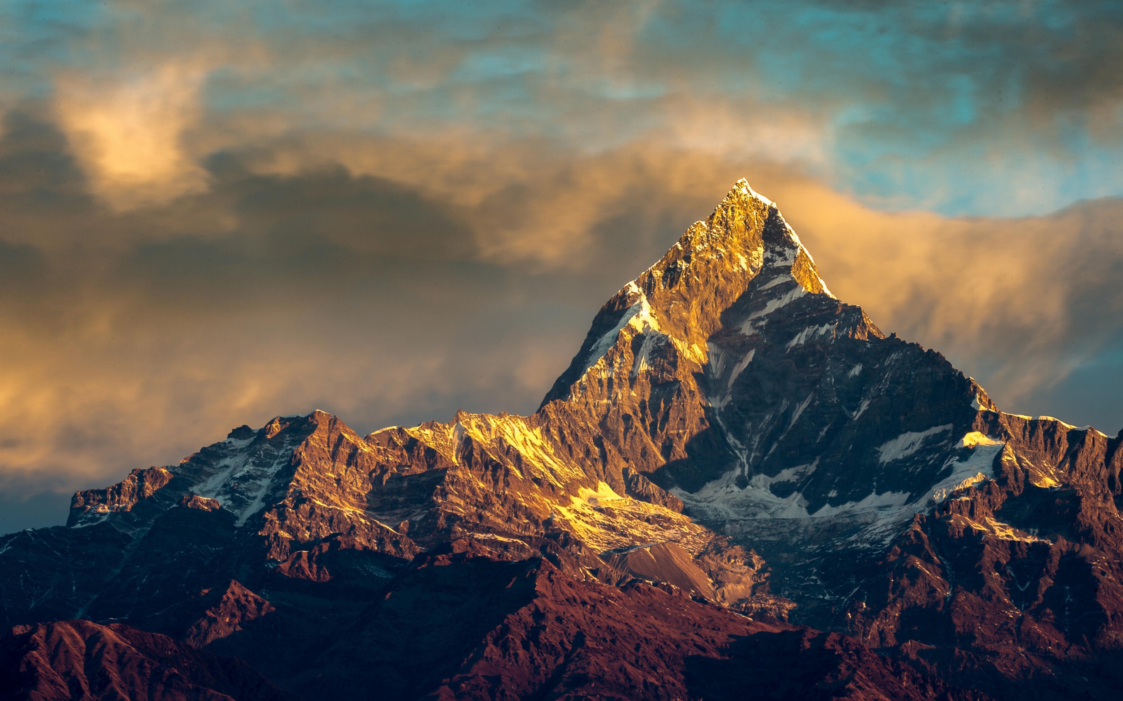 HD Backgrounds Annapurna Mountain Nepal Himalayas Range Sky Sunset
