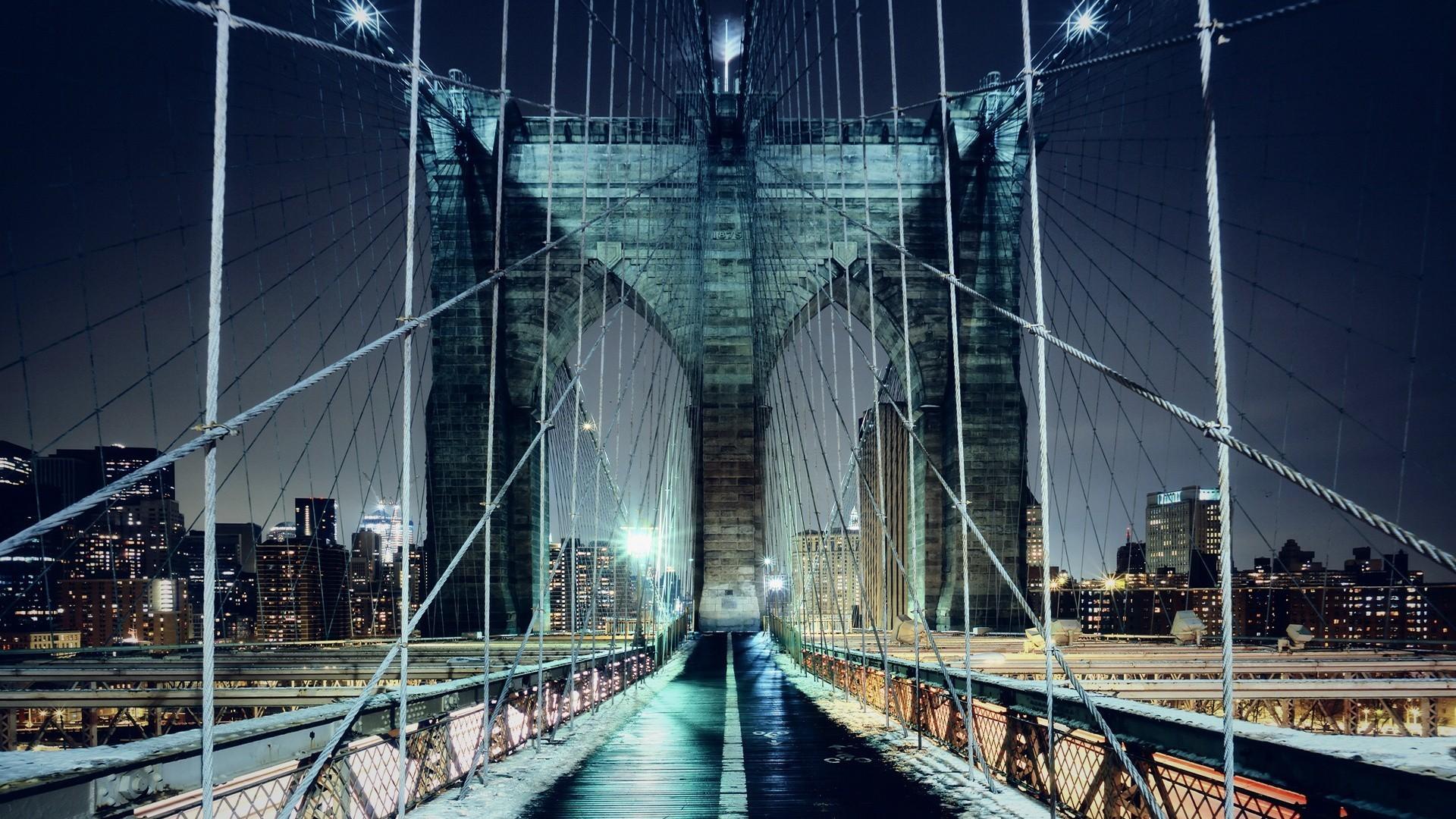 Brooklyn bridge new york city bridges cityscapes lights wallpaper