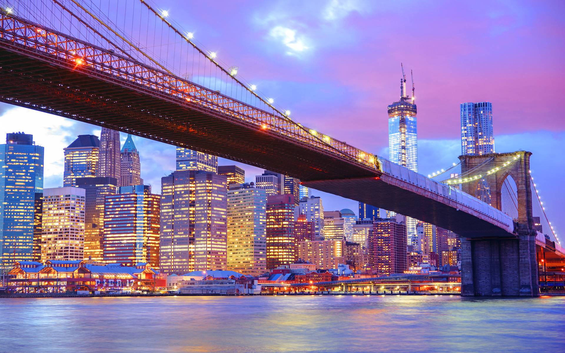 Brooklyn Bridge City Lights Wallpaper Picture Photo Image