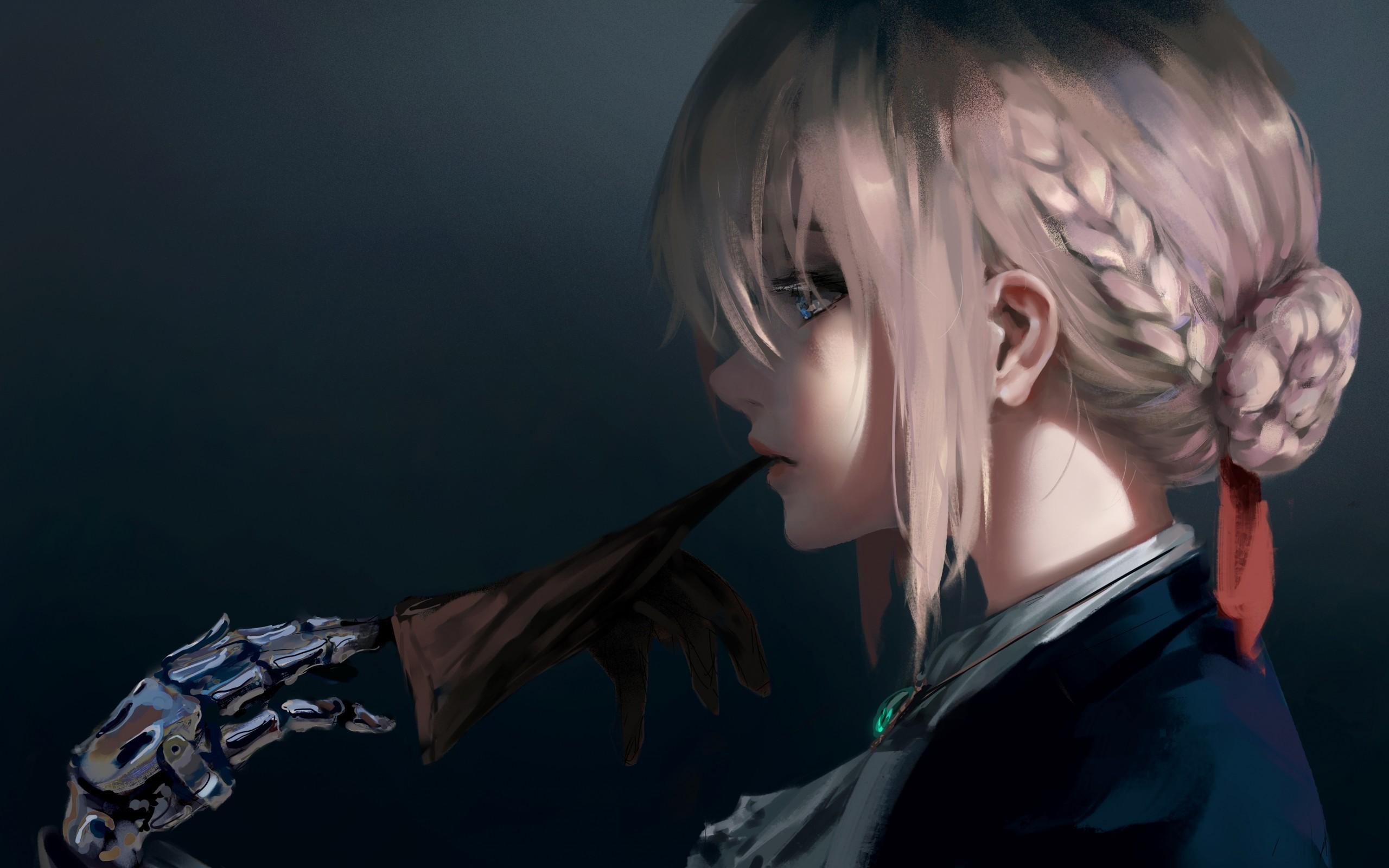 Download 2560x1600 Violet Evergarden, Profile View, Sad Expression