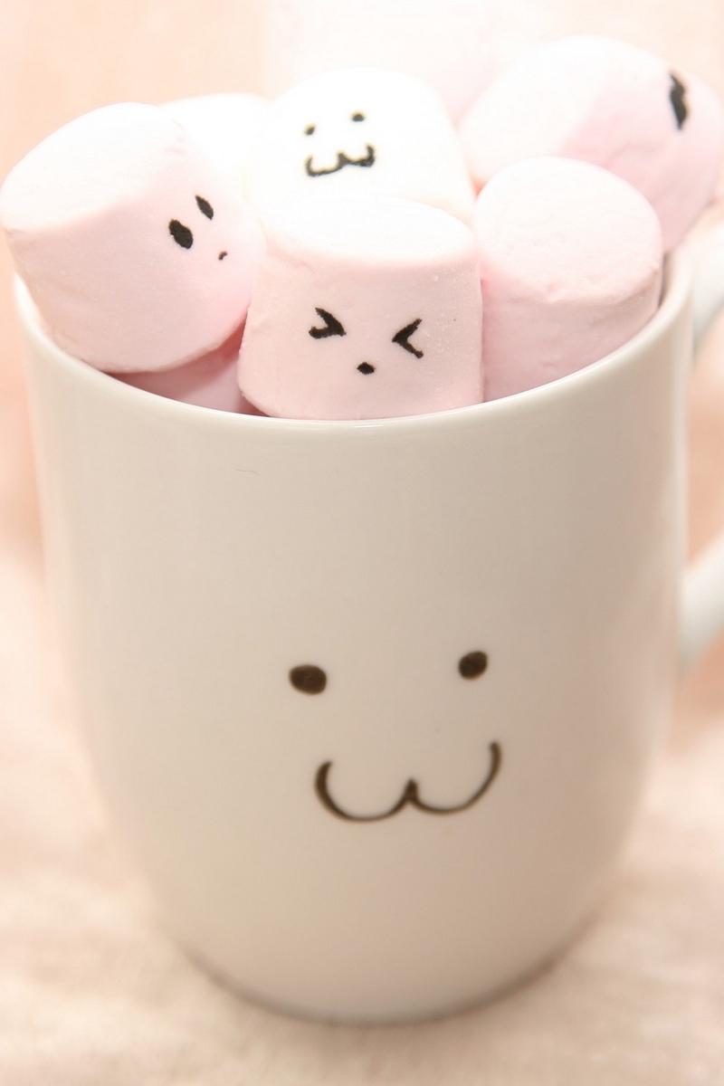 Download Wallpaper 800x1200 Cup, Marshmallow, Smiles Iphone 4s 4
