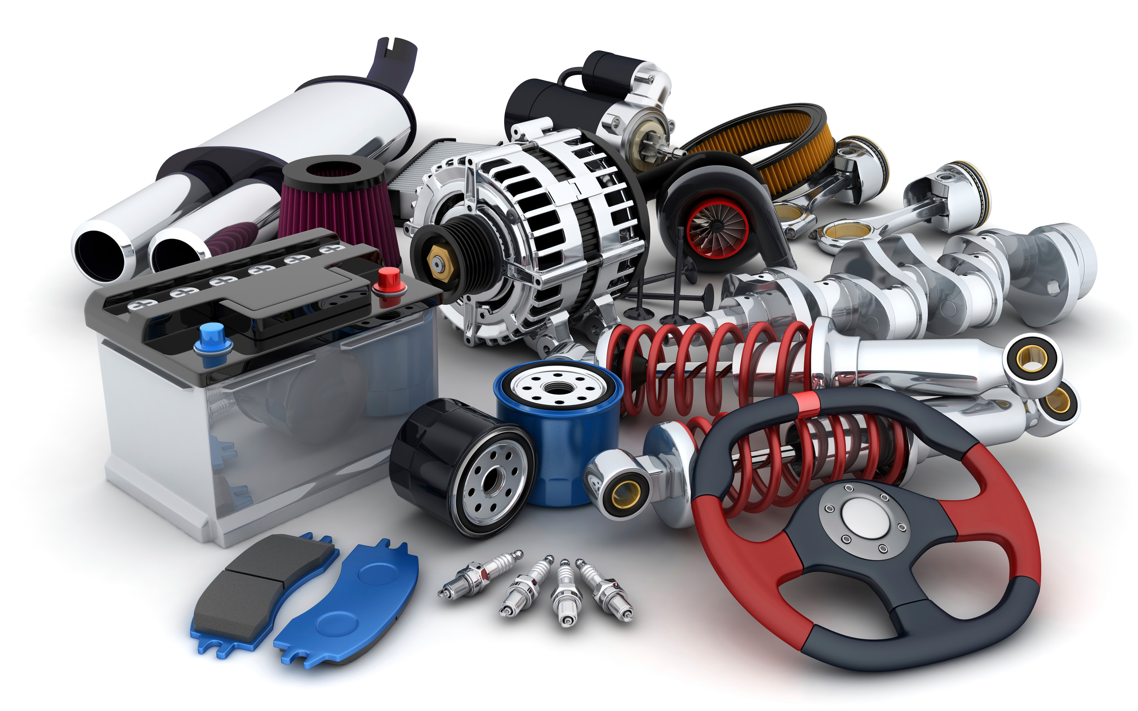 Download wallpaper 3D car parts, car repair concepts, car parts