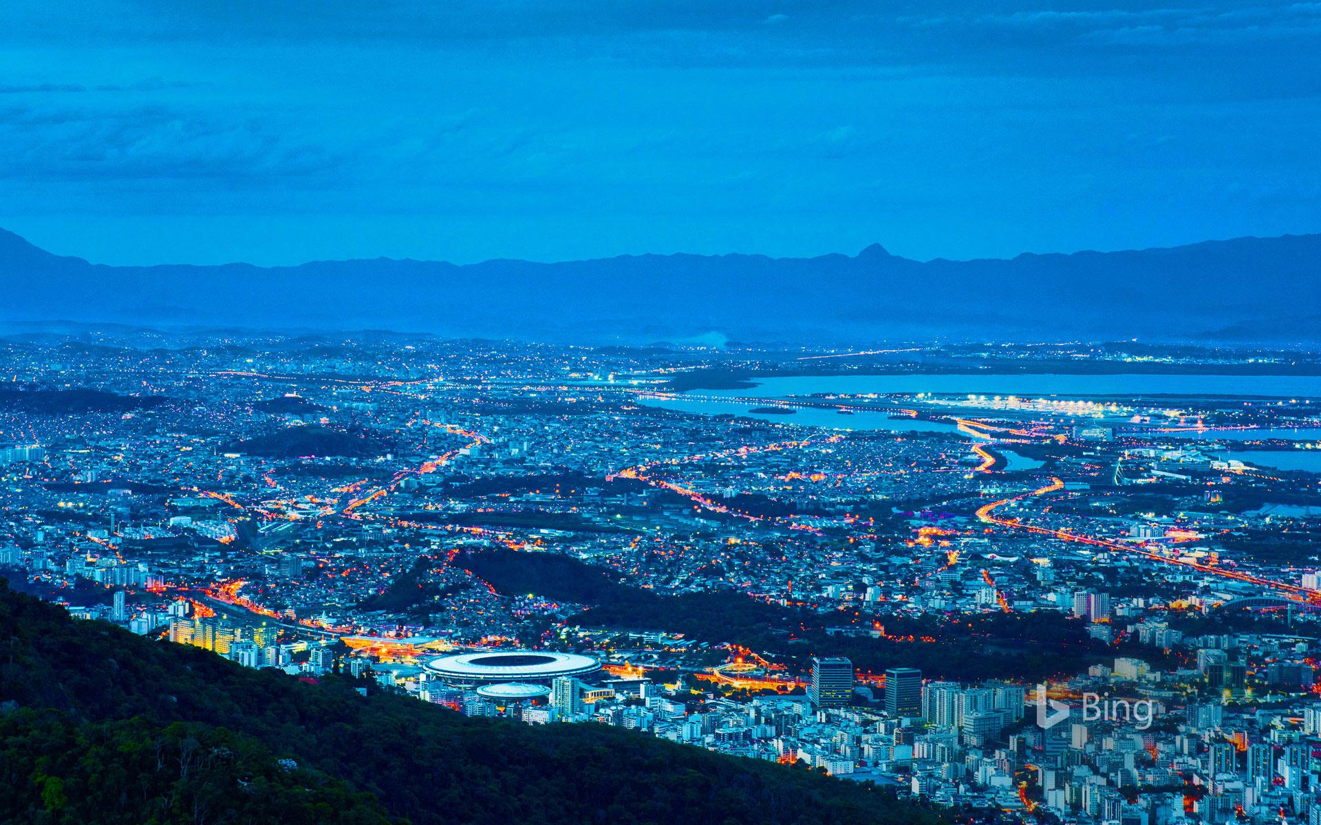 Rio de Janeiro including Maracanã Stadium illuminated at night