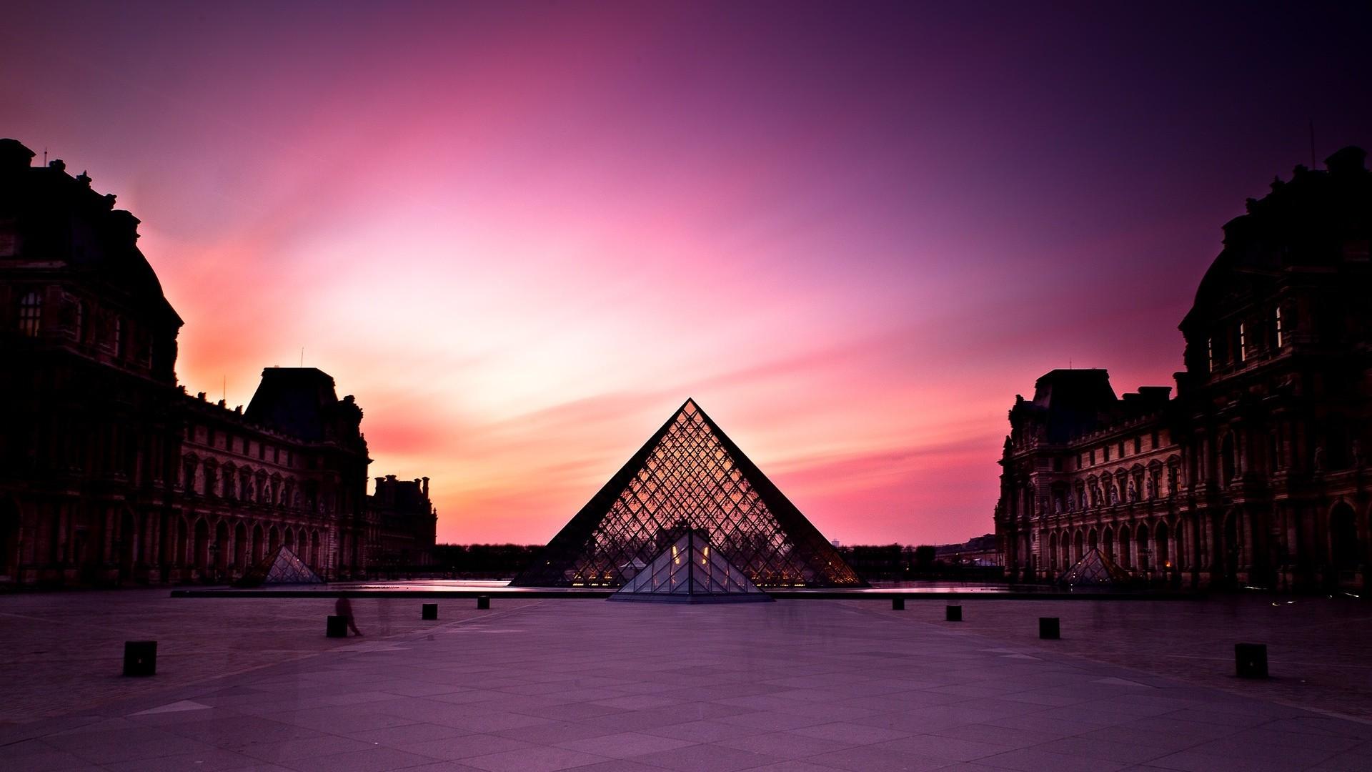 Sunset louvre museum wallpaper. PC