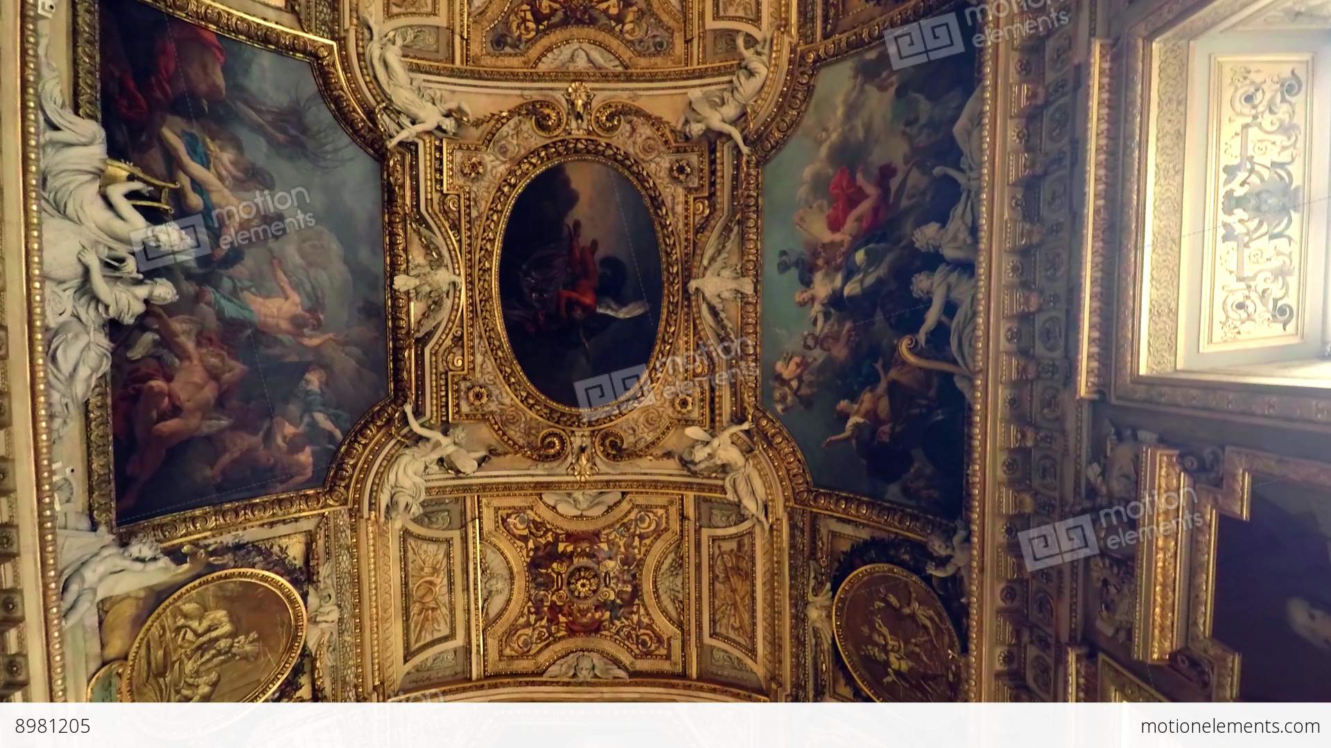 Magnificent Painted Ceilings In The Louvre Museum In Paris. France