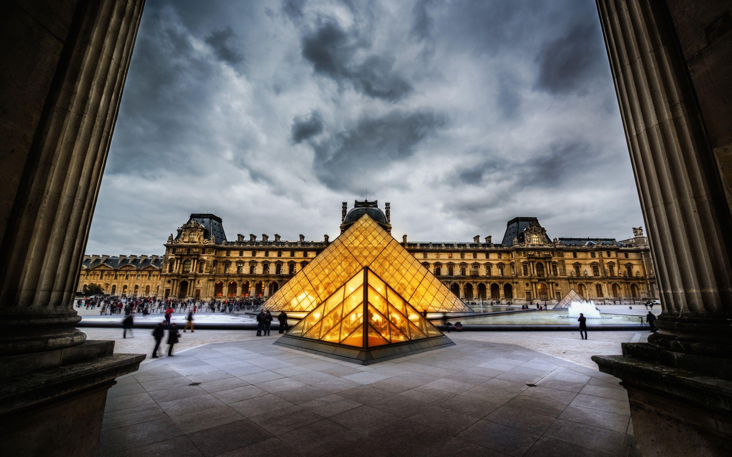The Louvre Louvre Pyramid Buildings Paris HD wallpaper. man made
