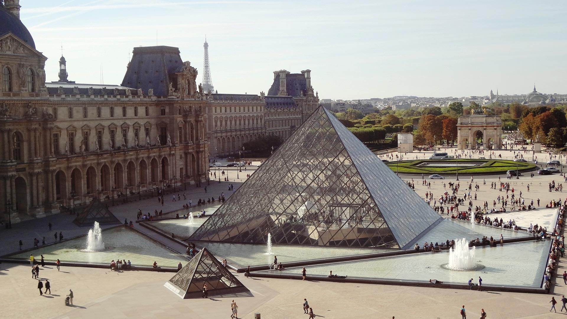 Free Image, paris, monument, louvre, pyramid, landmark, tourism