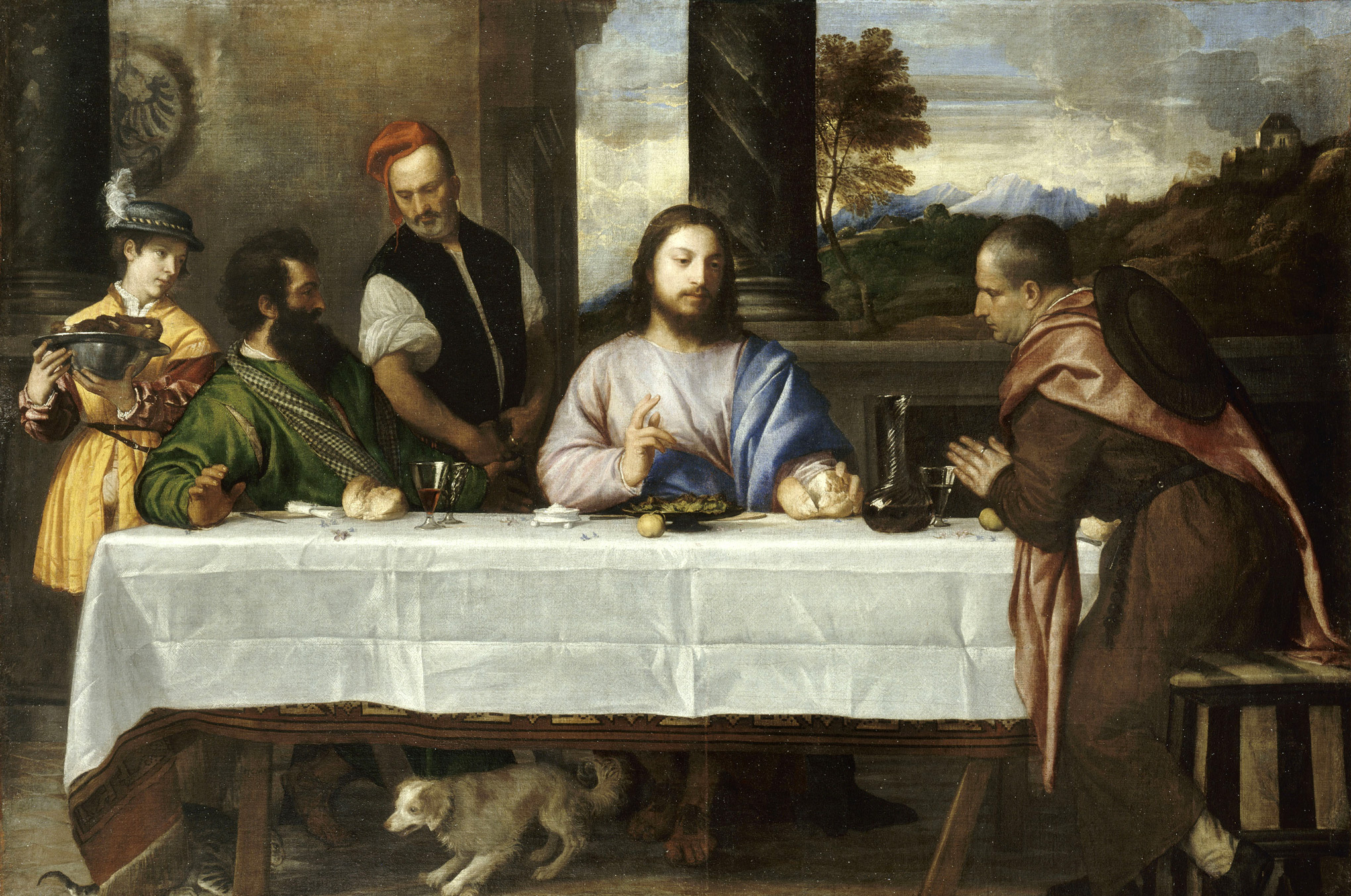 Titien Wallpaper, painting, louvre, emmaus, bible story, jesus