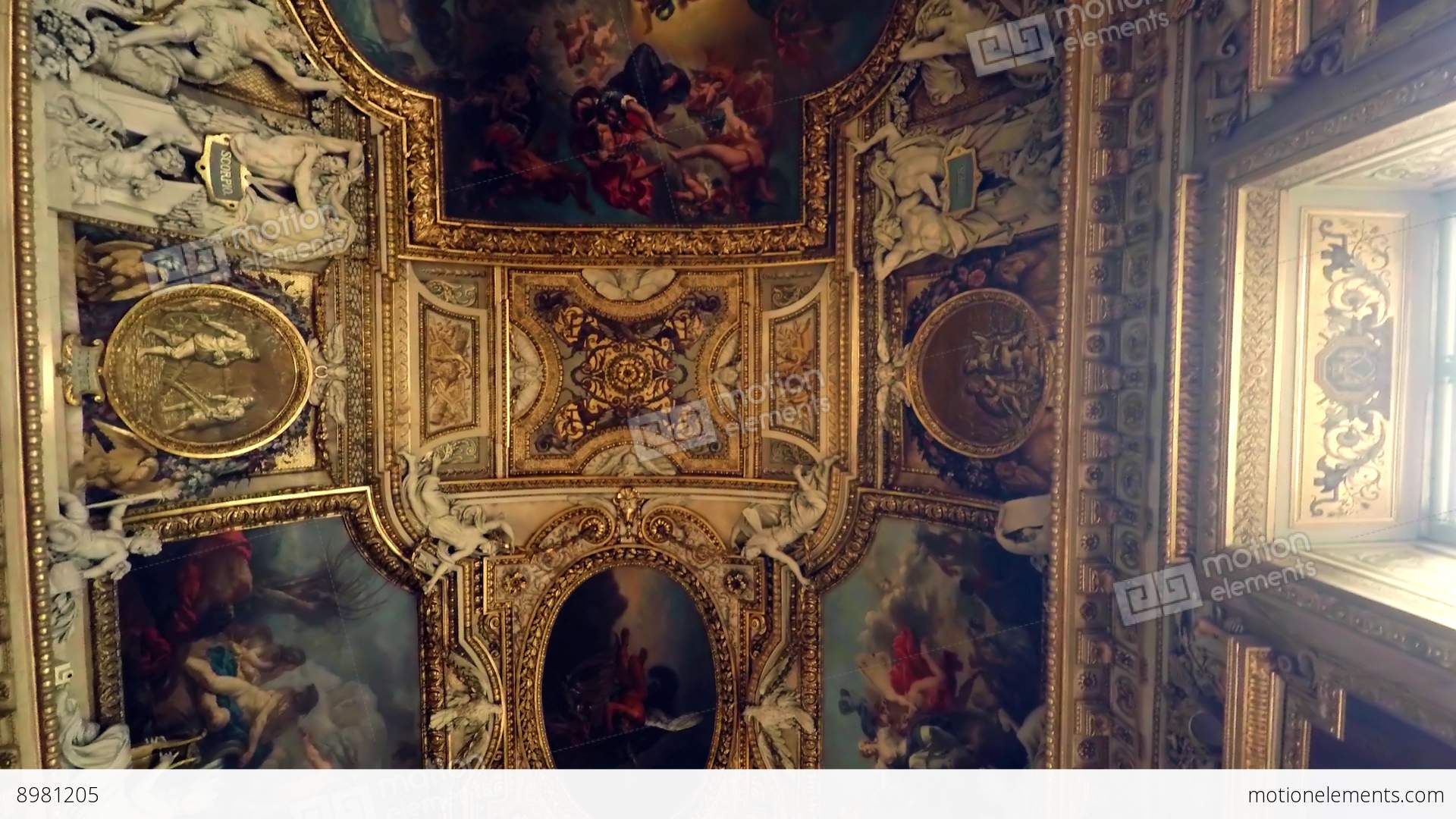 Magnificent Painted Ceilings In The Louvre Museum In Paris. France
