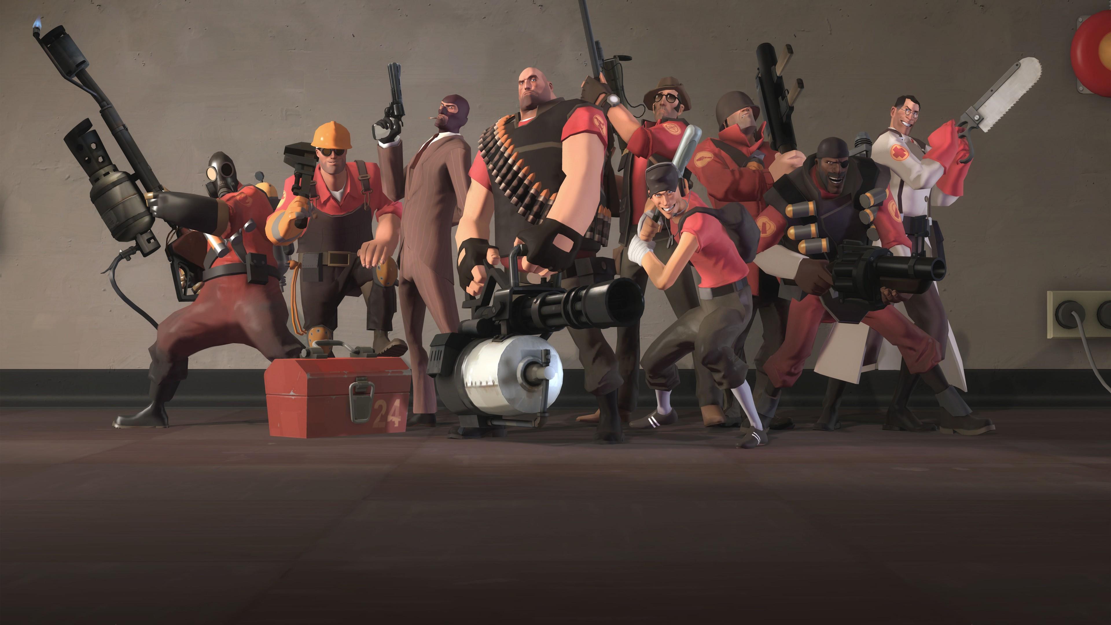 Wallpaper Team Fortress TF FPS, all characters, screnshot, 4k