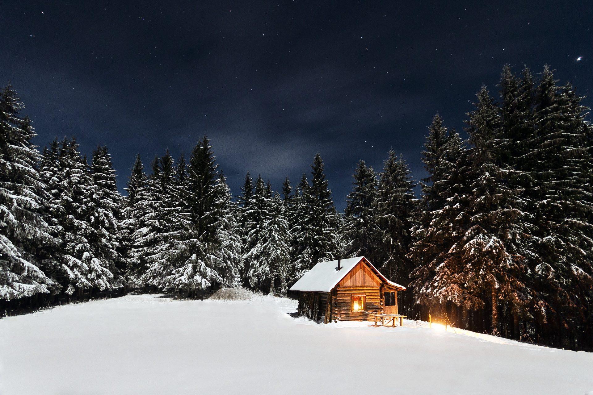 Winter Cabin Wallpaper Full HD Free Download