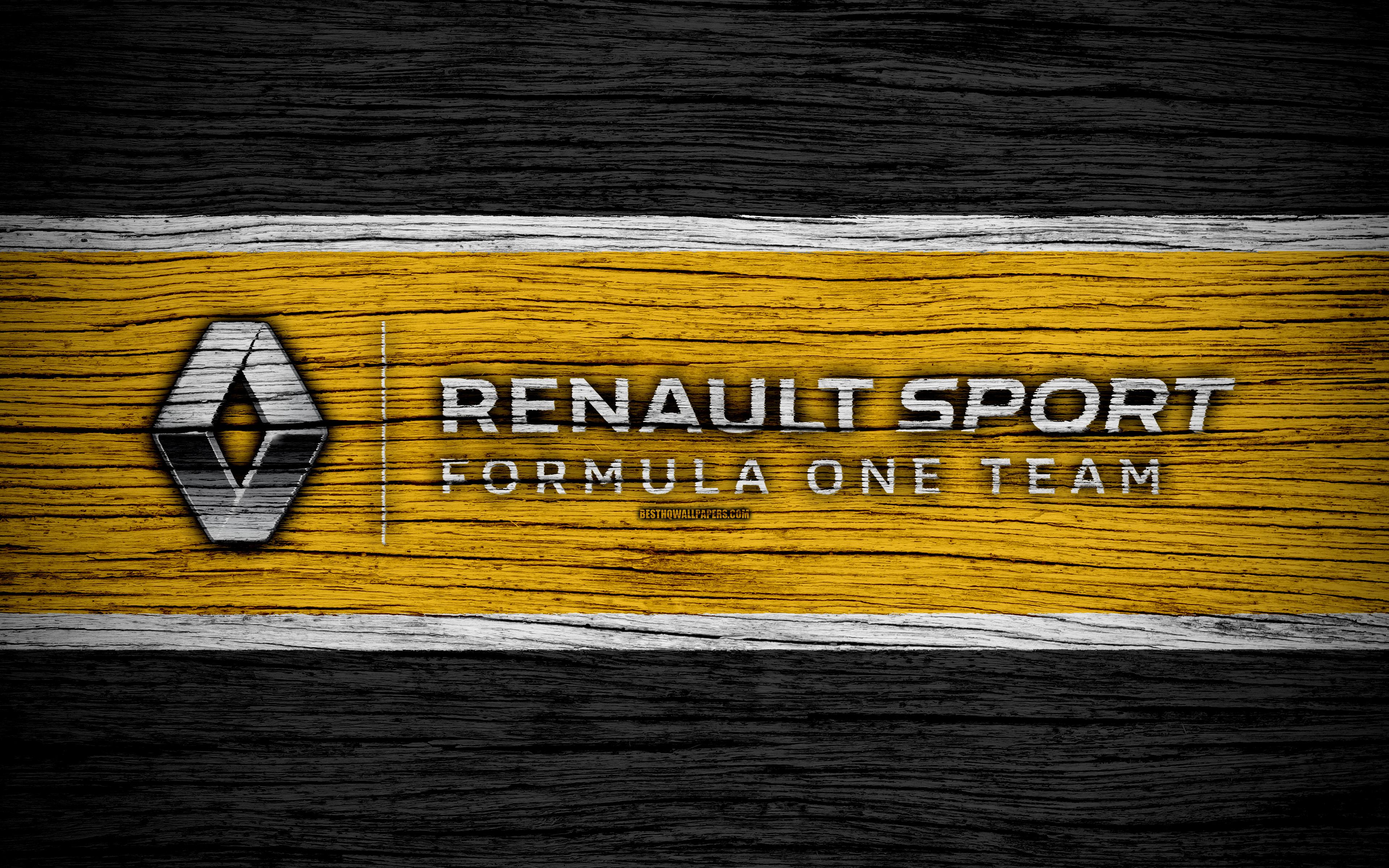 Download wallpaper Renault Sport Formula One, 4k, logo, F1 teams