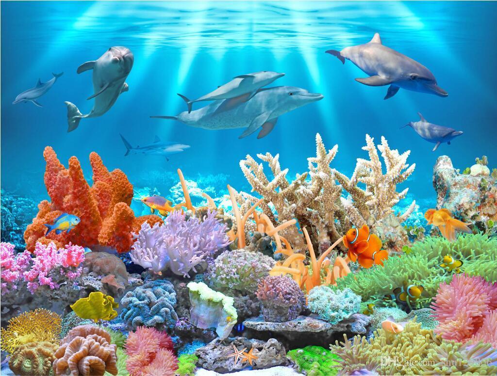 3D Wallpaper Custom Photo Mural Underwater Dolphin Coral Landscape