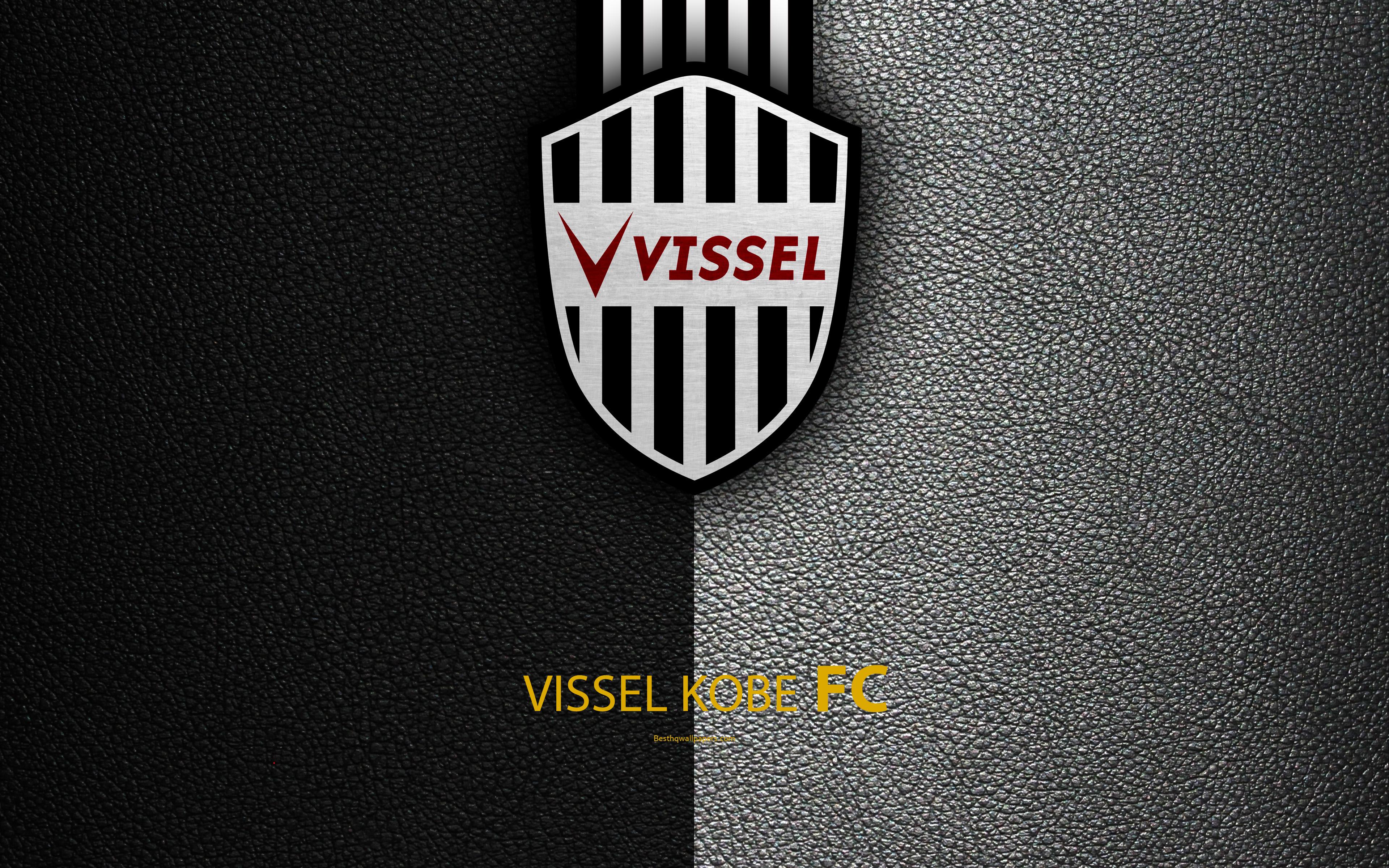 Download wallpaper Vissel Kobe FC, 4k, logo, leather texture