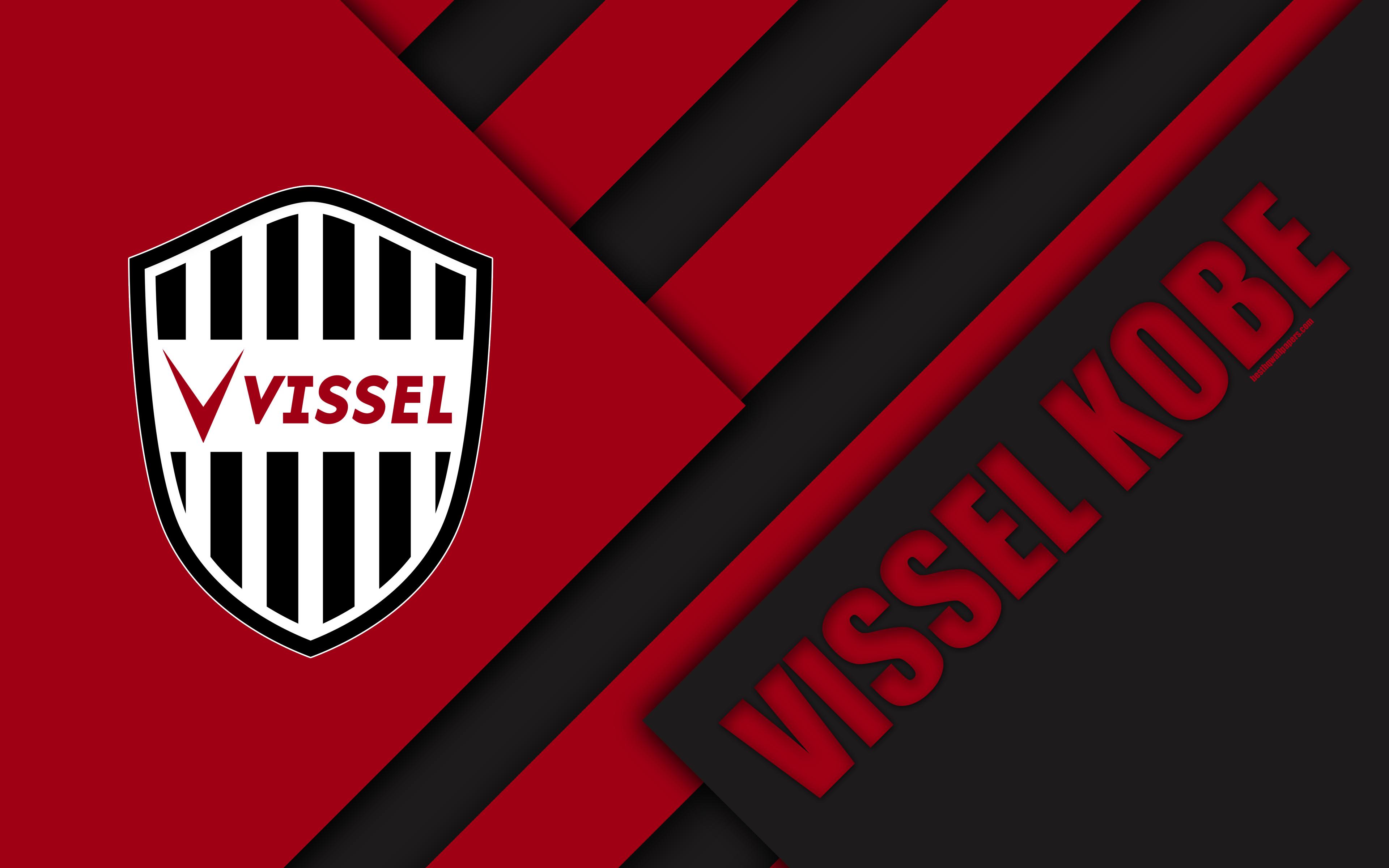 Download wallpaper Vissel Kobe FC, 4k, material design, Japanese