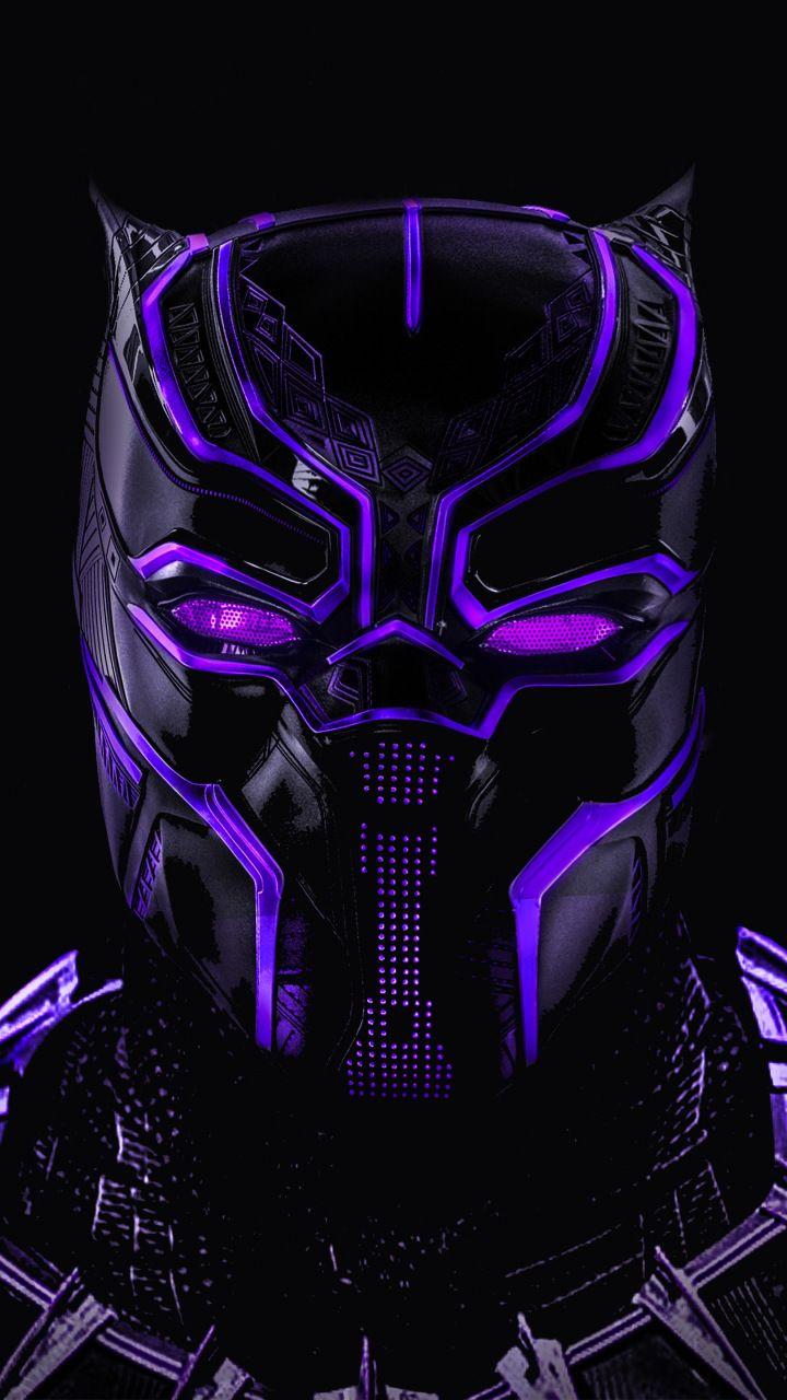 Black panther, superhero, dark, glowing mask, 720x1280 wallpaper