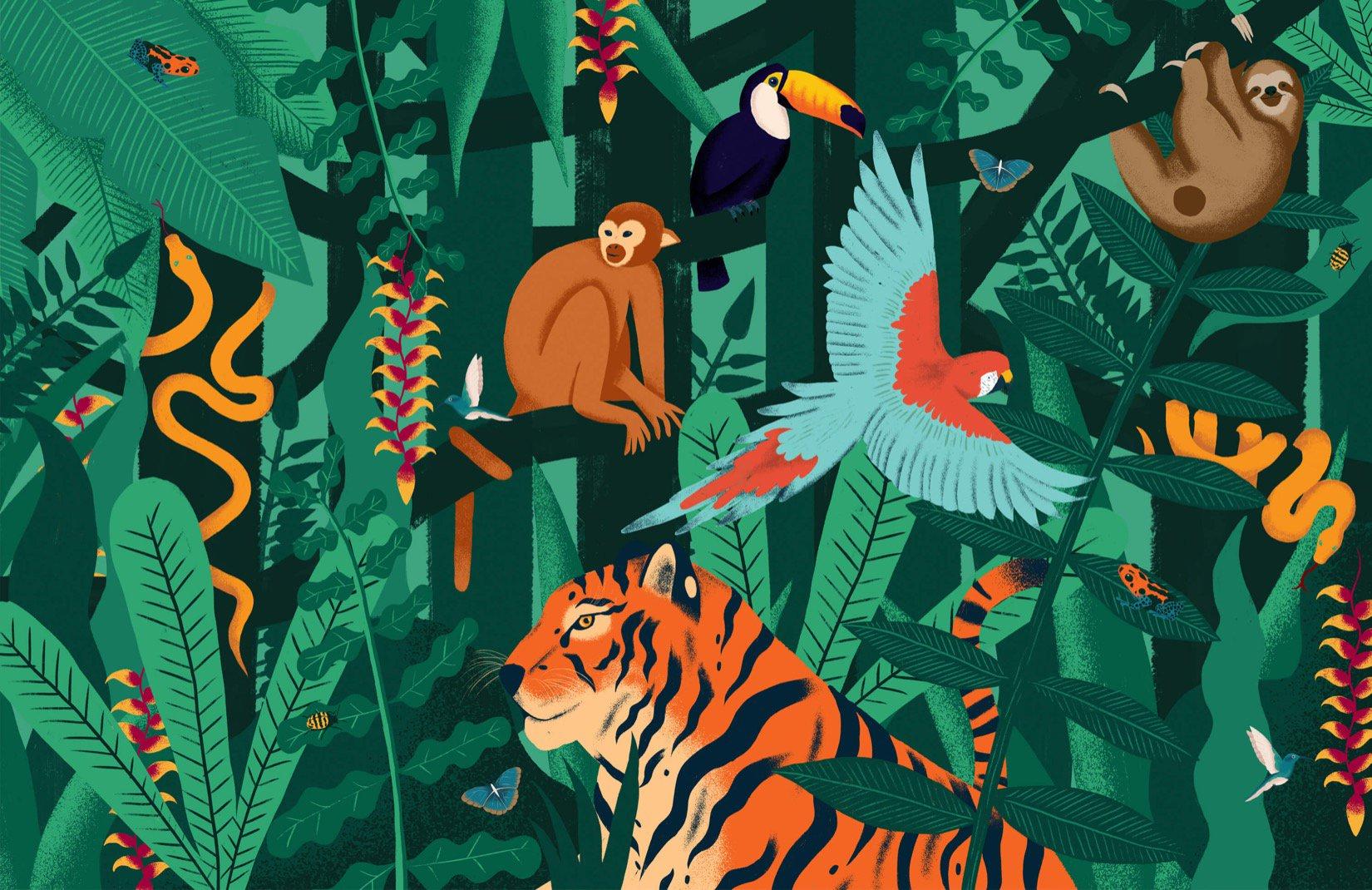 Jungle Animals Wallpaper Mural