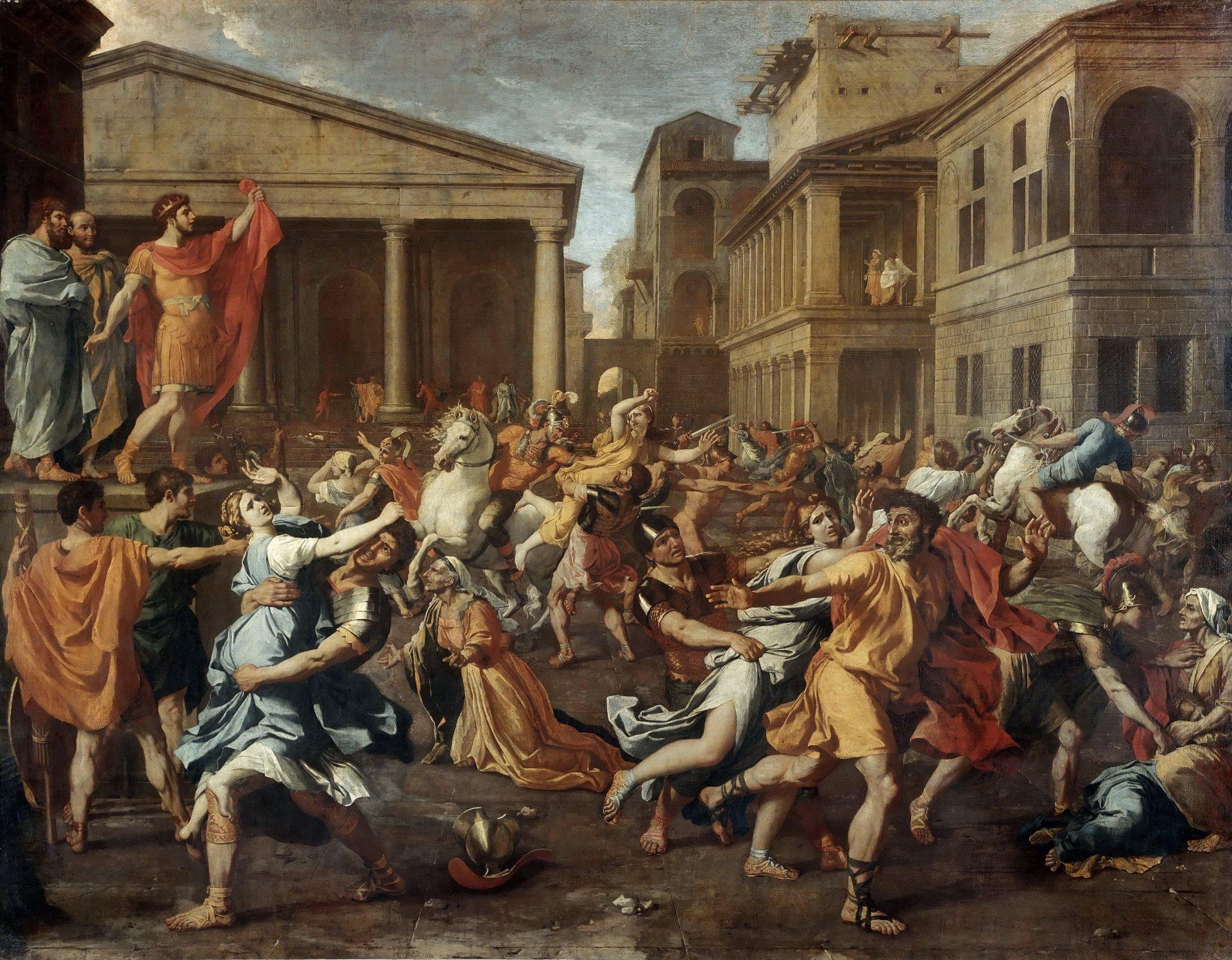 rape of the sabines nicolas poussin french painter pattern canvas