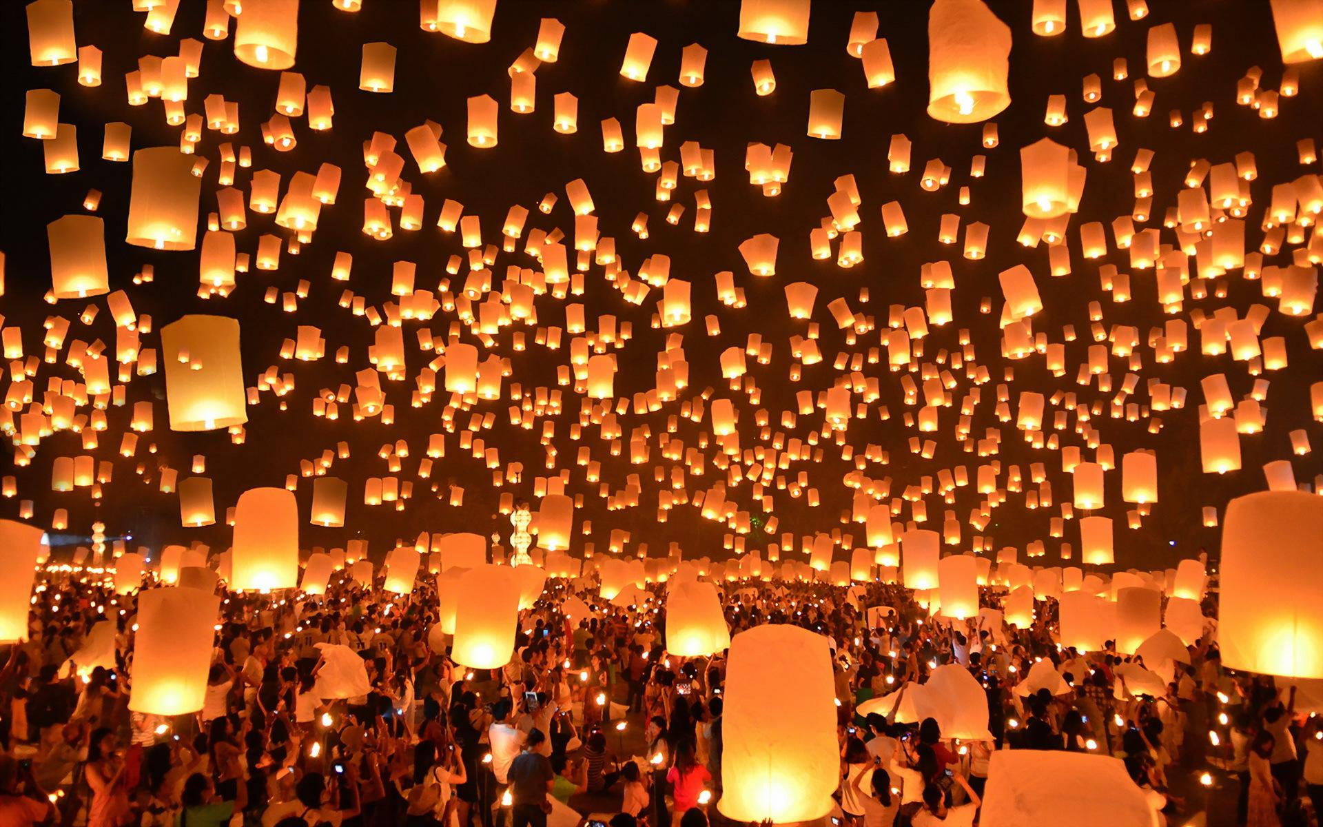 Wallpaper Floating Lanterns Festival Thailand Desktop Picture & HD Photo
