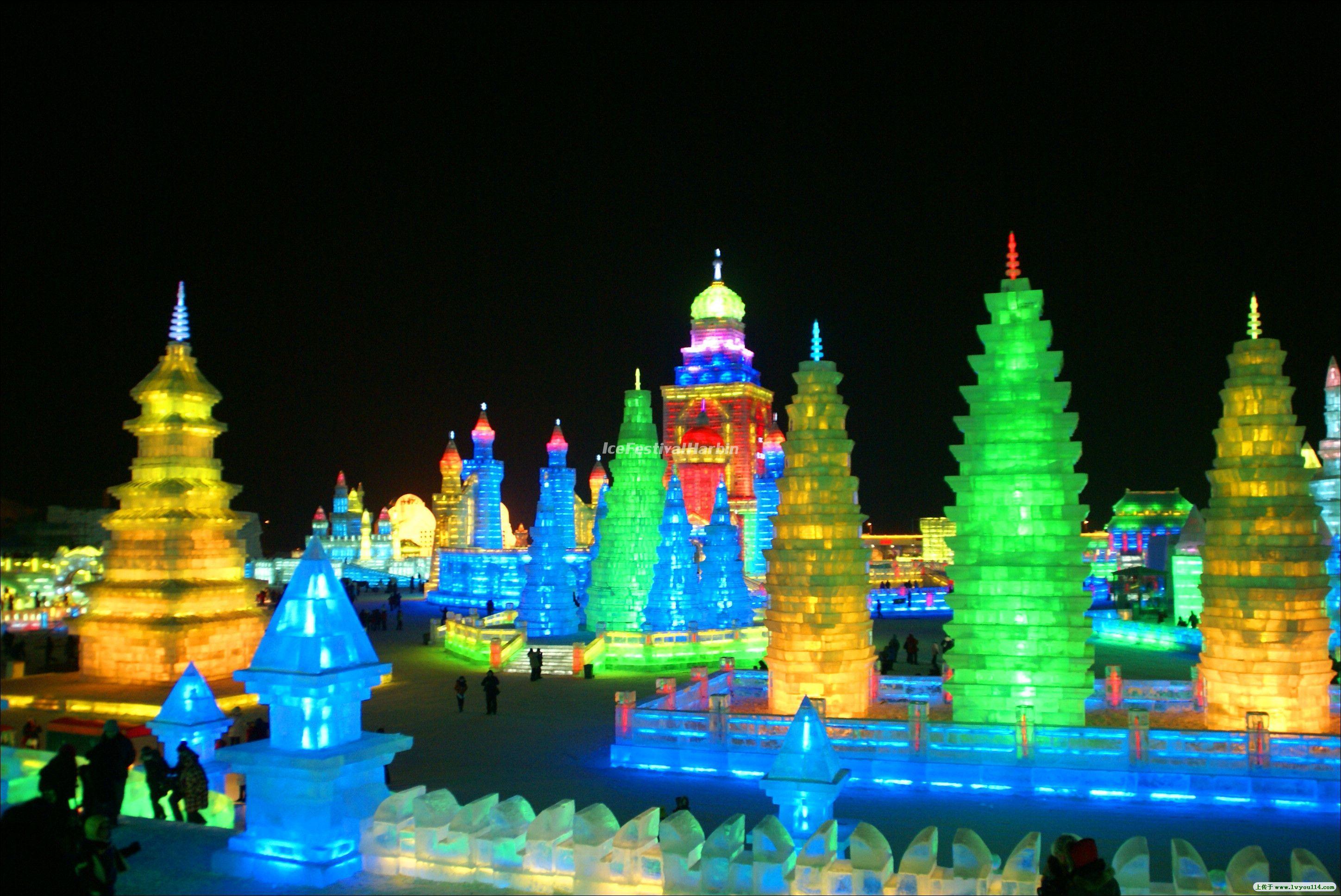 Harbin Ice Lantern Art Garden Wallpaper Ice Festival