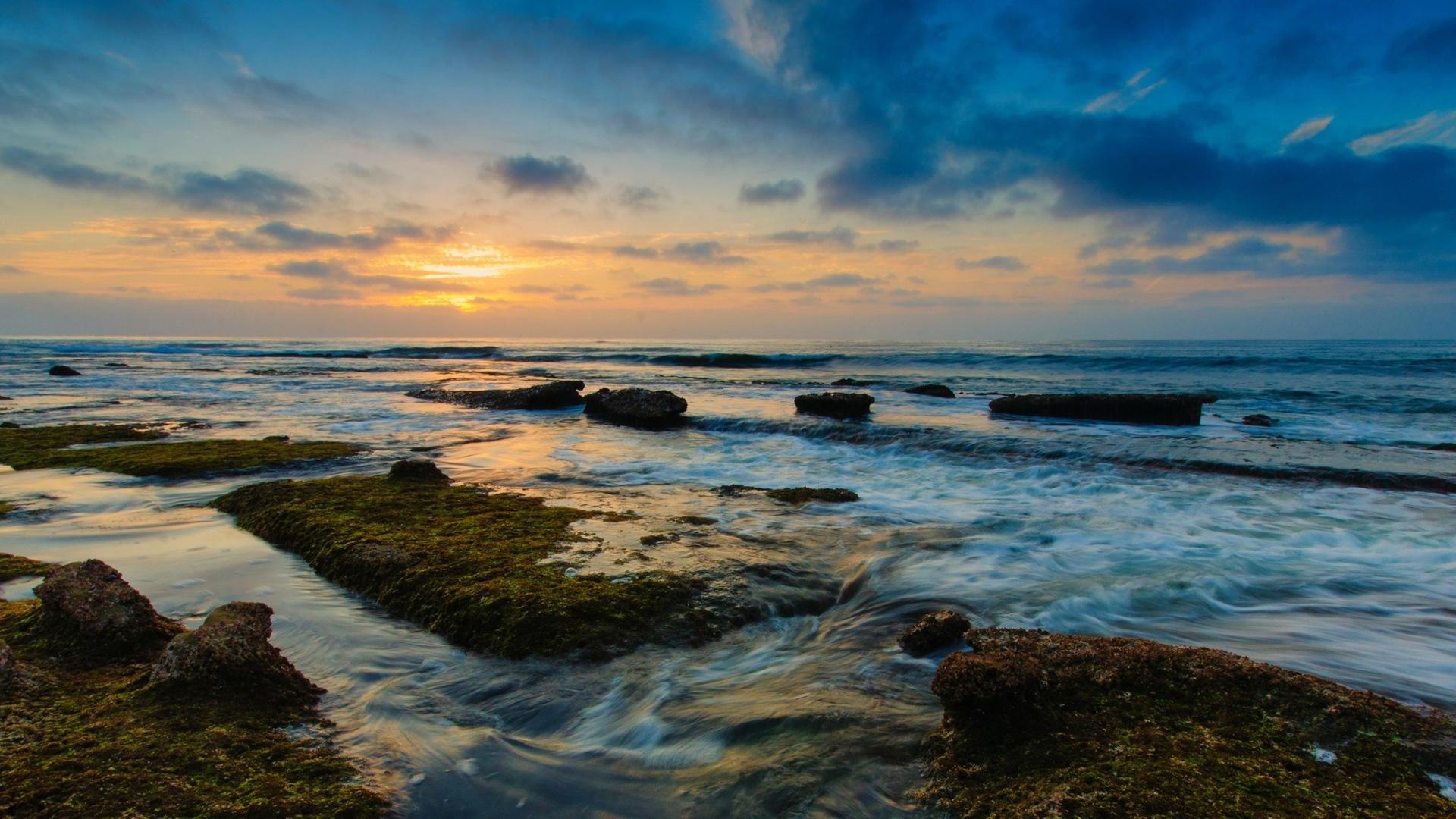 Coast landscape nature sea water rocks sunset #wallpaper