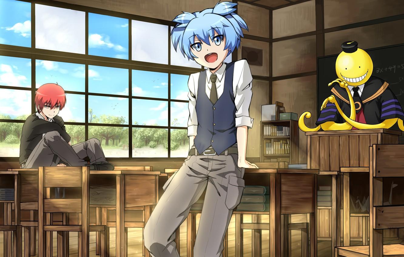 Wallpaper Akabane Mixed, Koro Sensei, Shiota Nagisa, Ansatsu